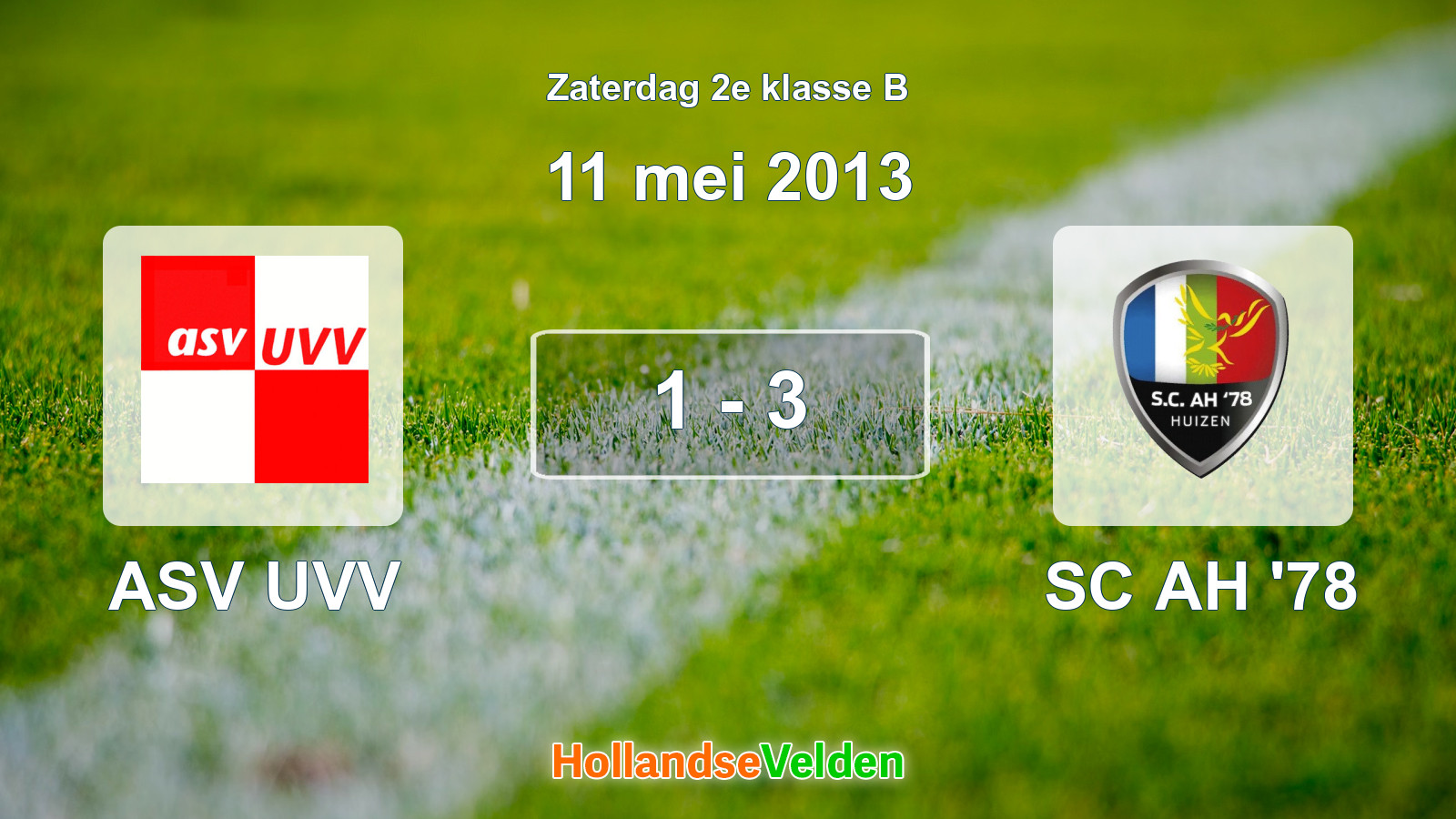 Gespeelde wedstrijd: ASV UVV - SC AH '78 1 - 3 (11 mei 2013)
