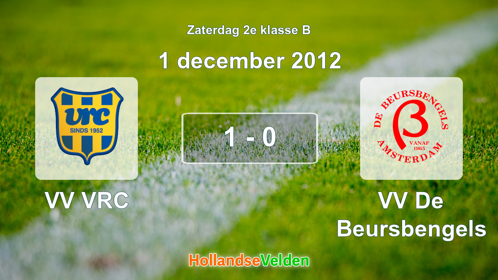 Gespeelde wedstrijd: VV VRC - VV De Beursbengels 1 - 0 (1 december 2012)