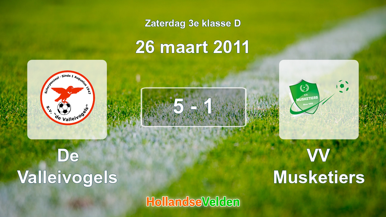 Gespeelde wedstrijd: De Valleivogels - VV Musketiers 5 - 1 (26 maart 2011)