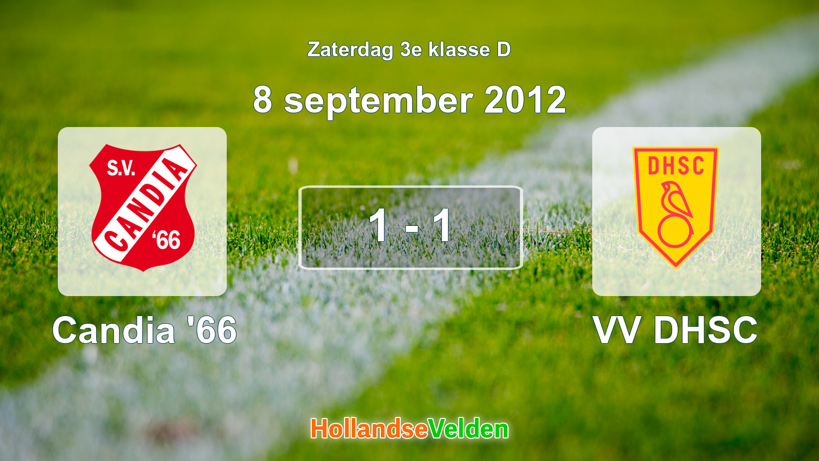 Gespeelde wedstrijd: Candia '66 - VV DHSC 1 - 1 (8 september 2012)