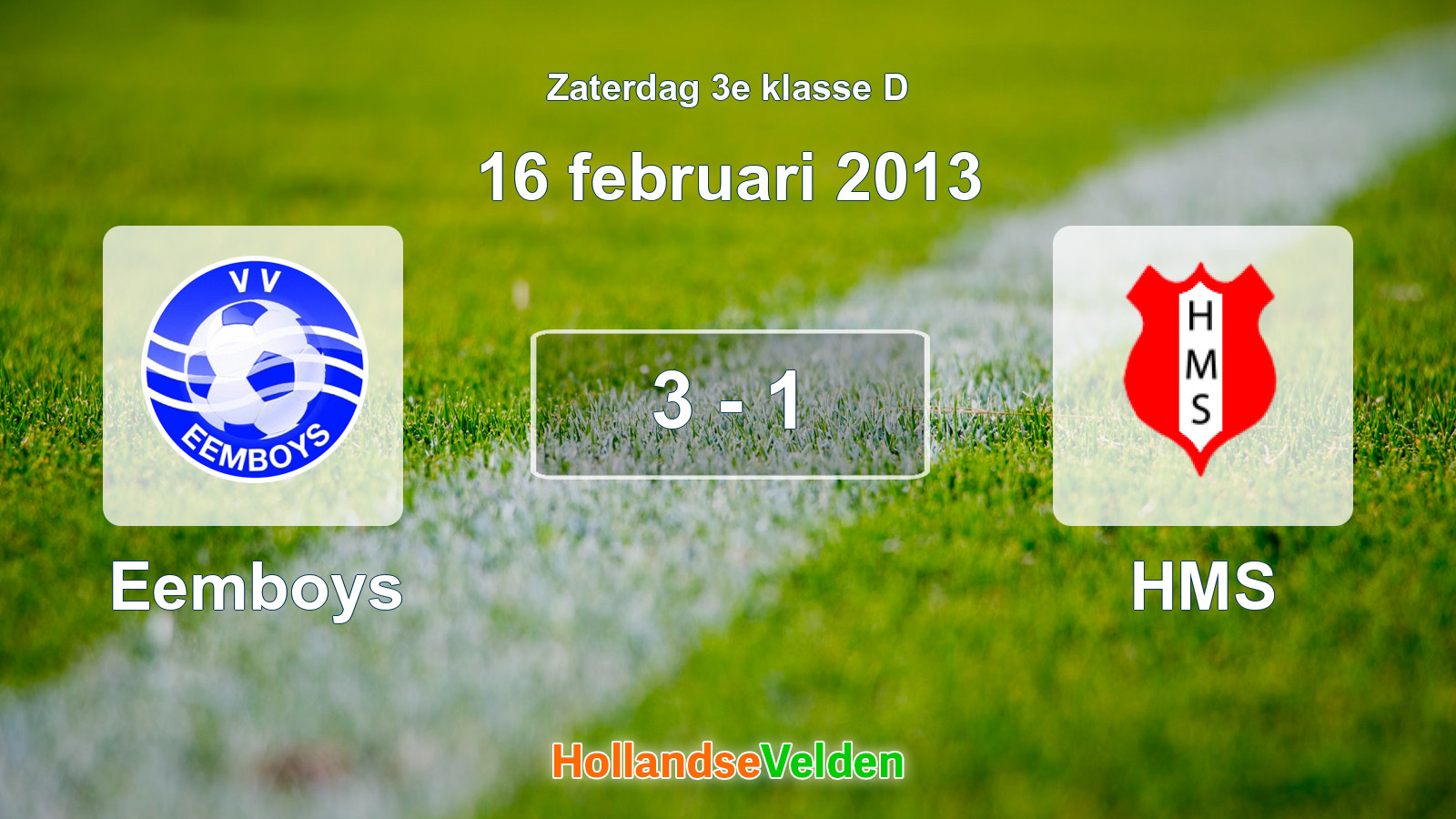 Gespeelde wedstrijd: Eemboys - HMS 3 - 1 (16 februari 2013)