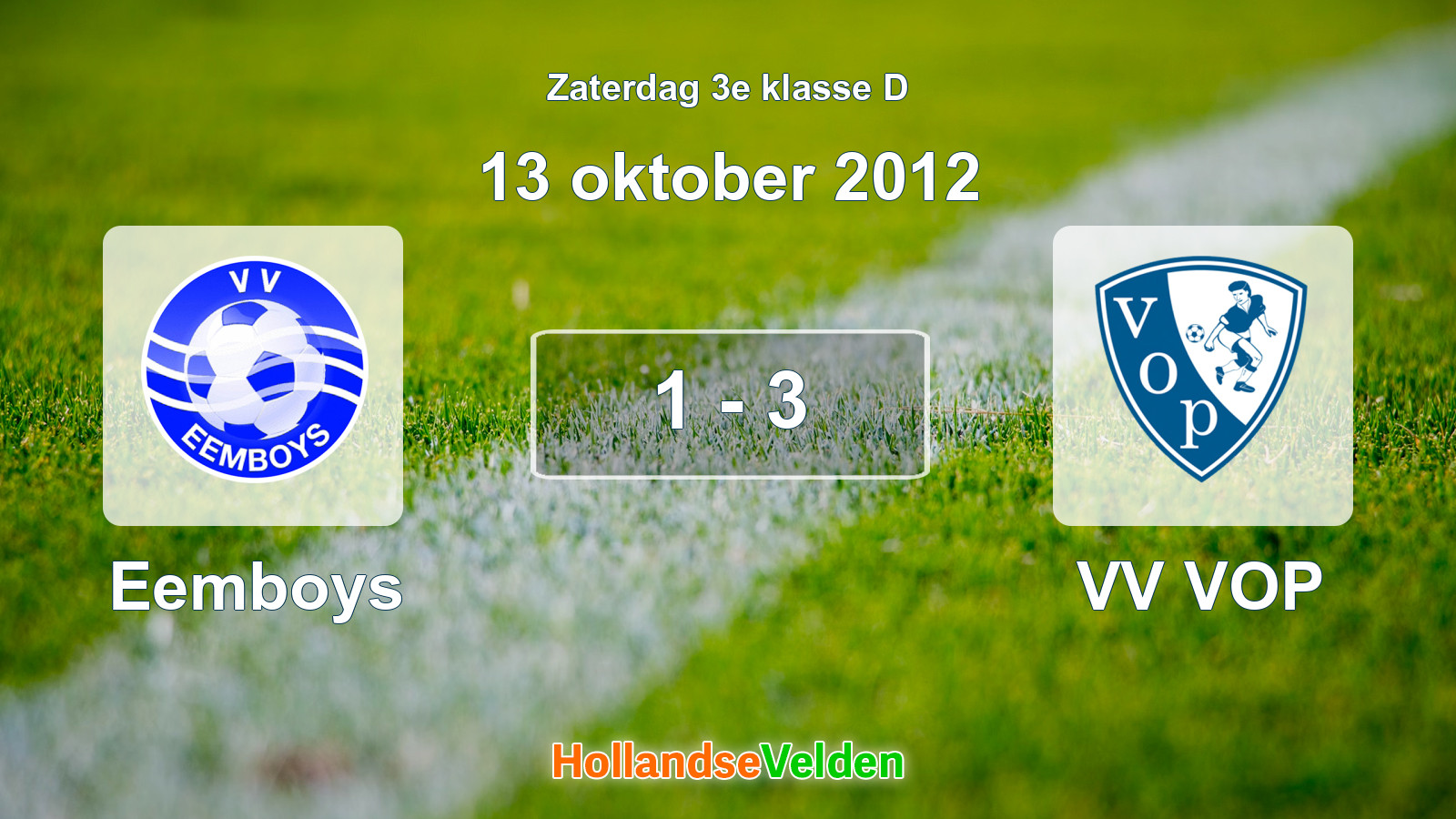 Gespeelde wedstrijd: Eemboys - VV VOP 1 - 3 (13 oktober 2012)