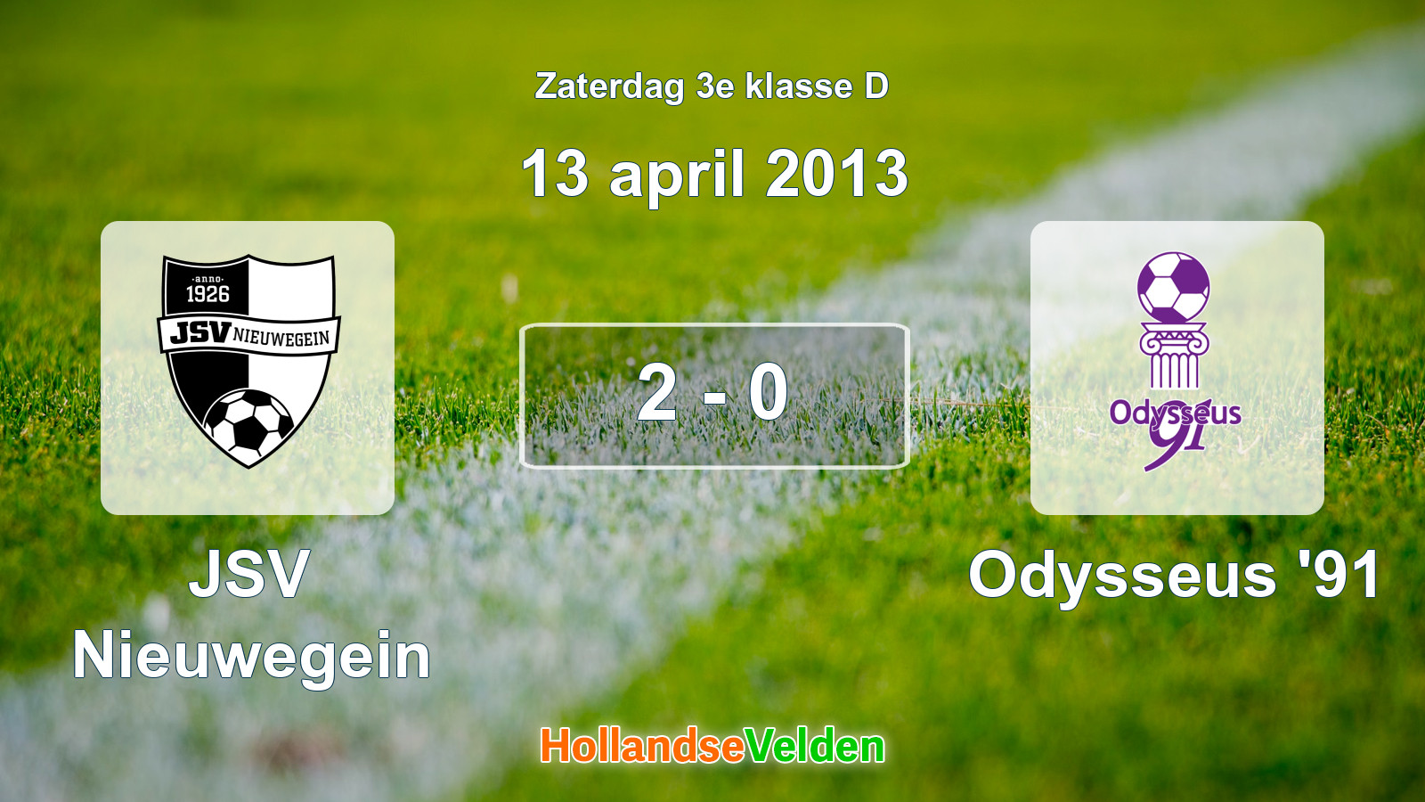Gespeelde wedstrijd: JSV Nieuwegein - Odysseus '91 2 - 0 (13 april 2013)