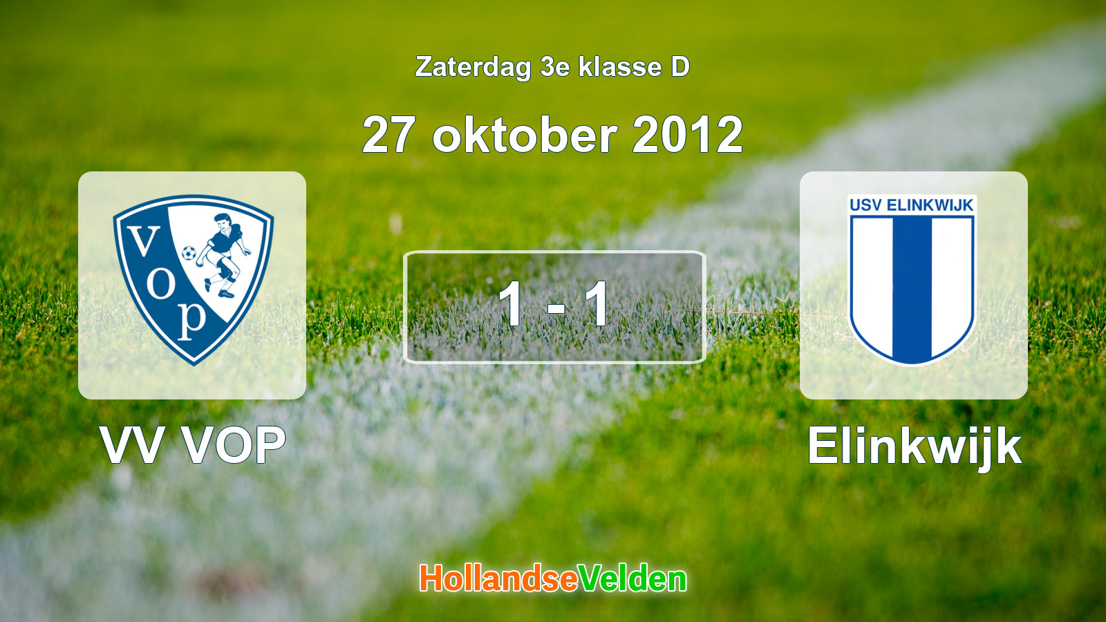 Gespeelde wedstrijd: VV VOP - Elinkwijk 1 - 1 (27 oktober 2012)