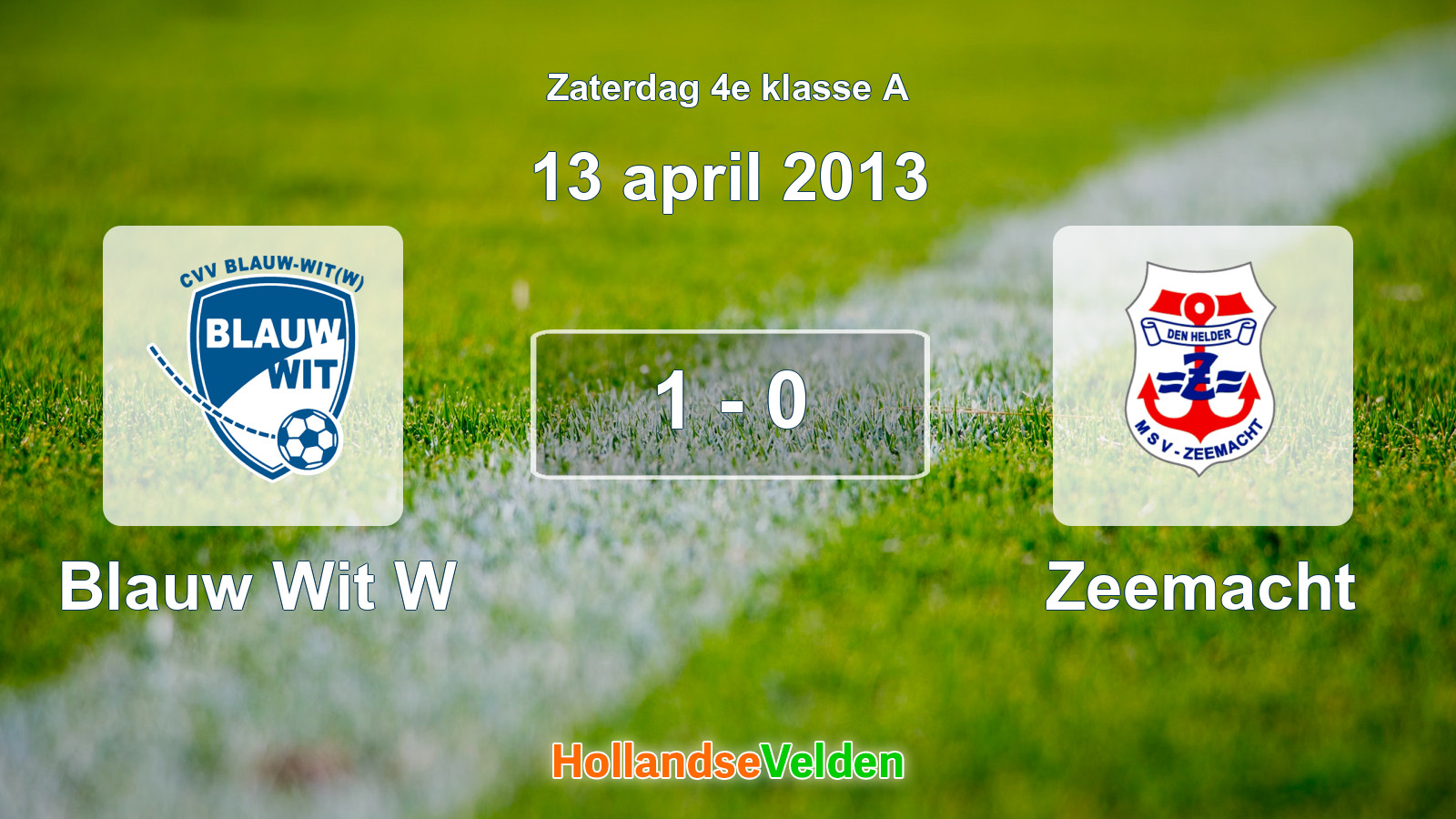 Gespeelde wedstrijd: Blauw Wit W - Zeemacht 1 - 0 (13 april 2013)