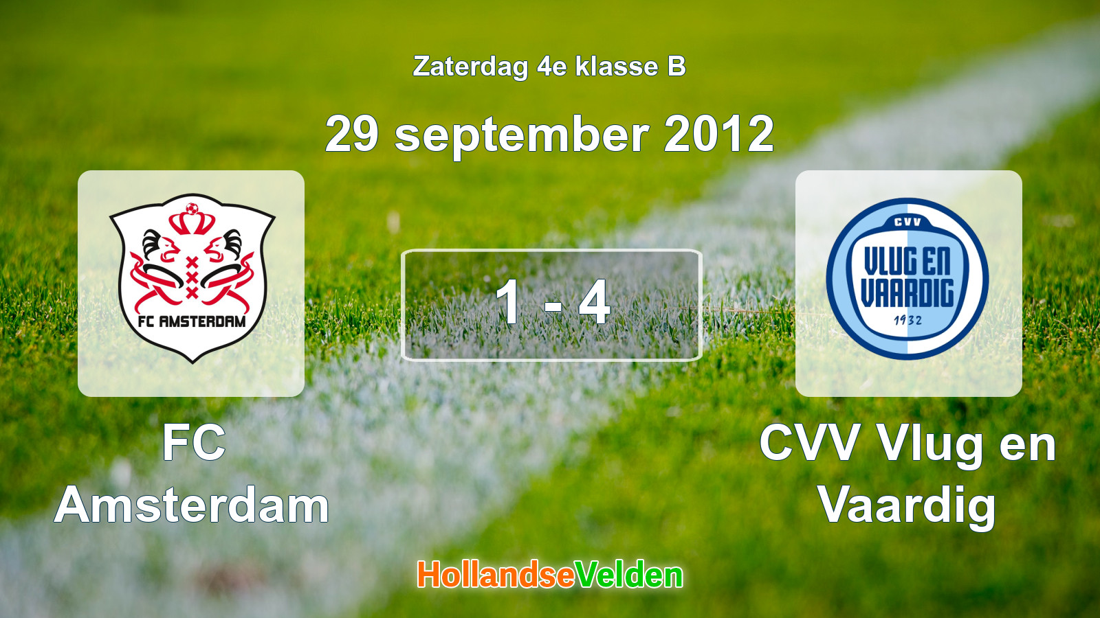 Gespeelde wedstrijd: FC Amsterdam - CVV Vlug en Vaardig 1 - 4 (29 september 2012)