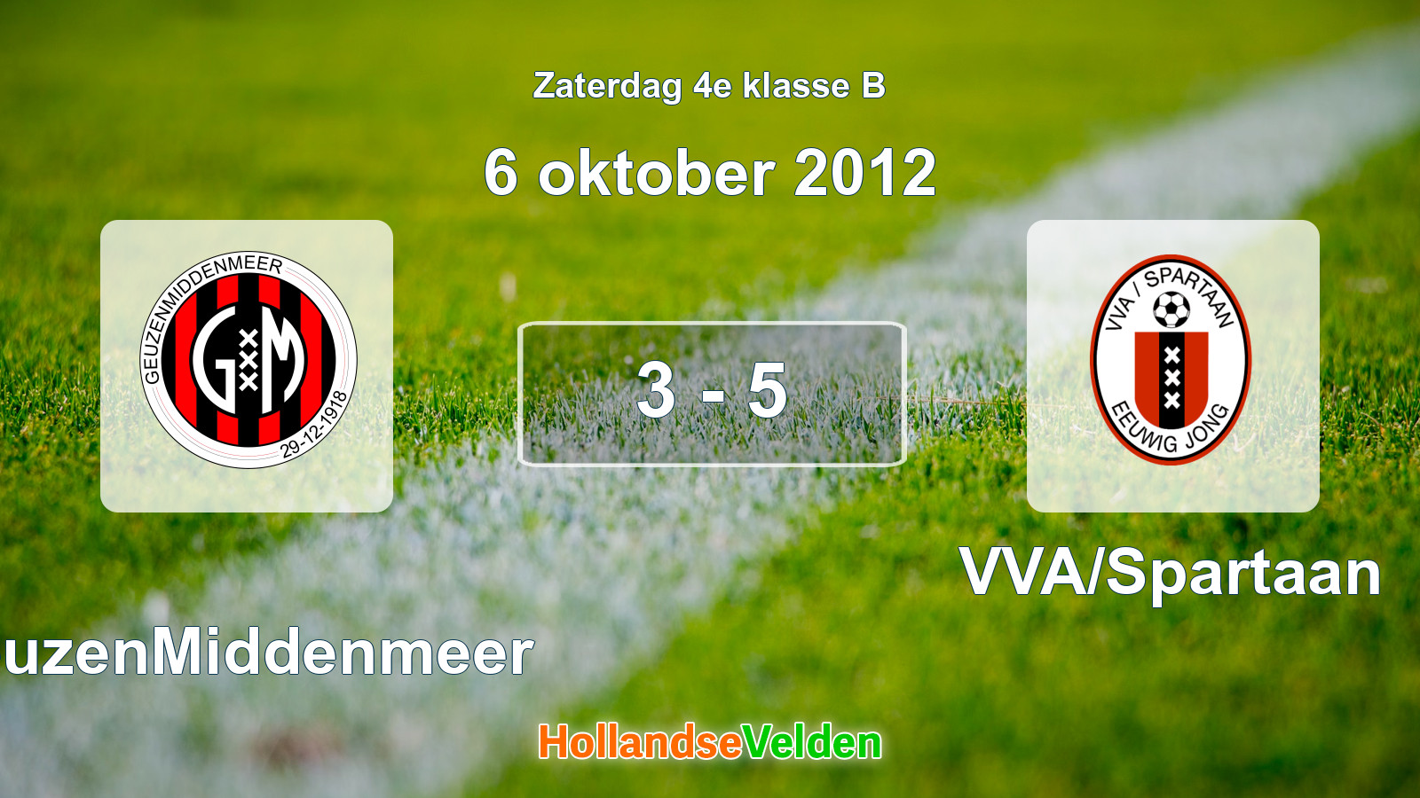 Gespeelde wedstrijd: GeuzenMiddenmeer - VVA/Spartaan 3 - 5 (6 oktober 2012)