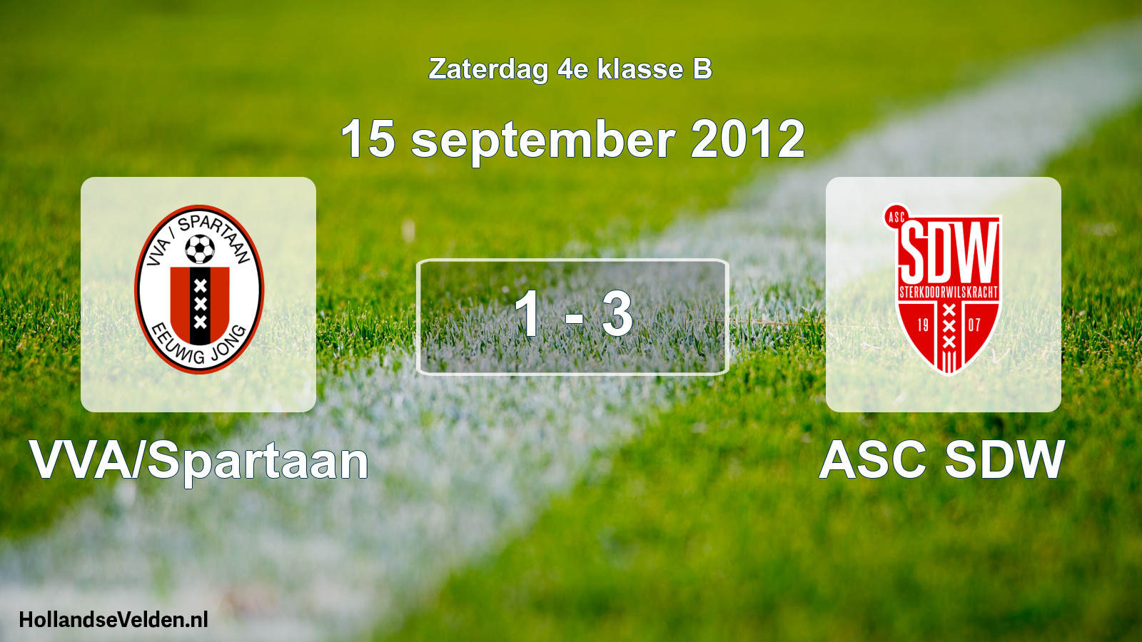 Gespeelde wedstrijd: VVA/Spartaan - ASC SDW 1 - 3 (15 september 2012)