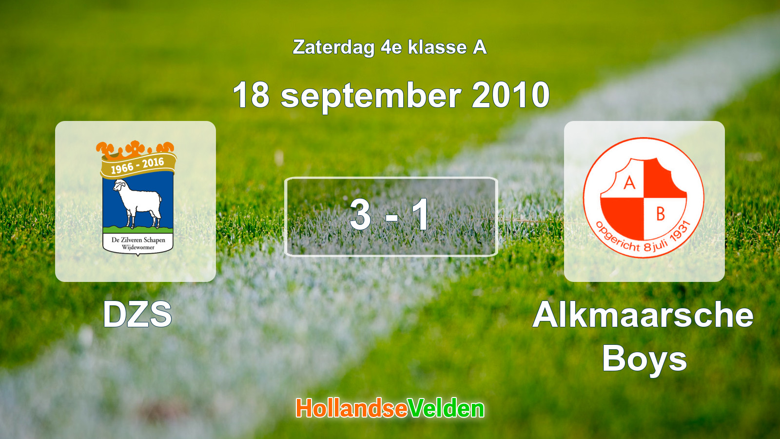 Gespeelde wedstrijd: DZS - Alkmaarsche Boys 3 - 1 (18 september 2010)