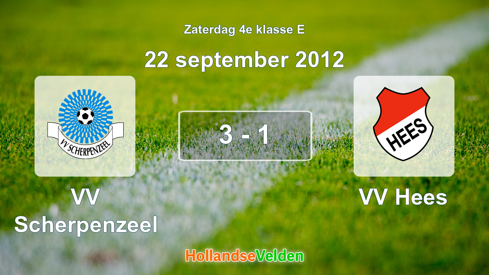 Gespeelde wedstrijd: VV Scherpenzeel - VV Hees 3 - 1 (22 september 2012)