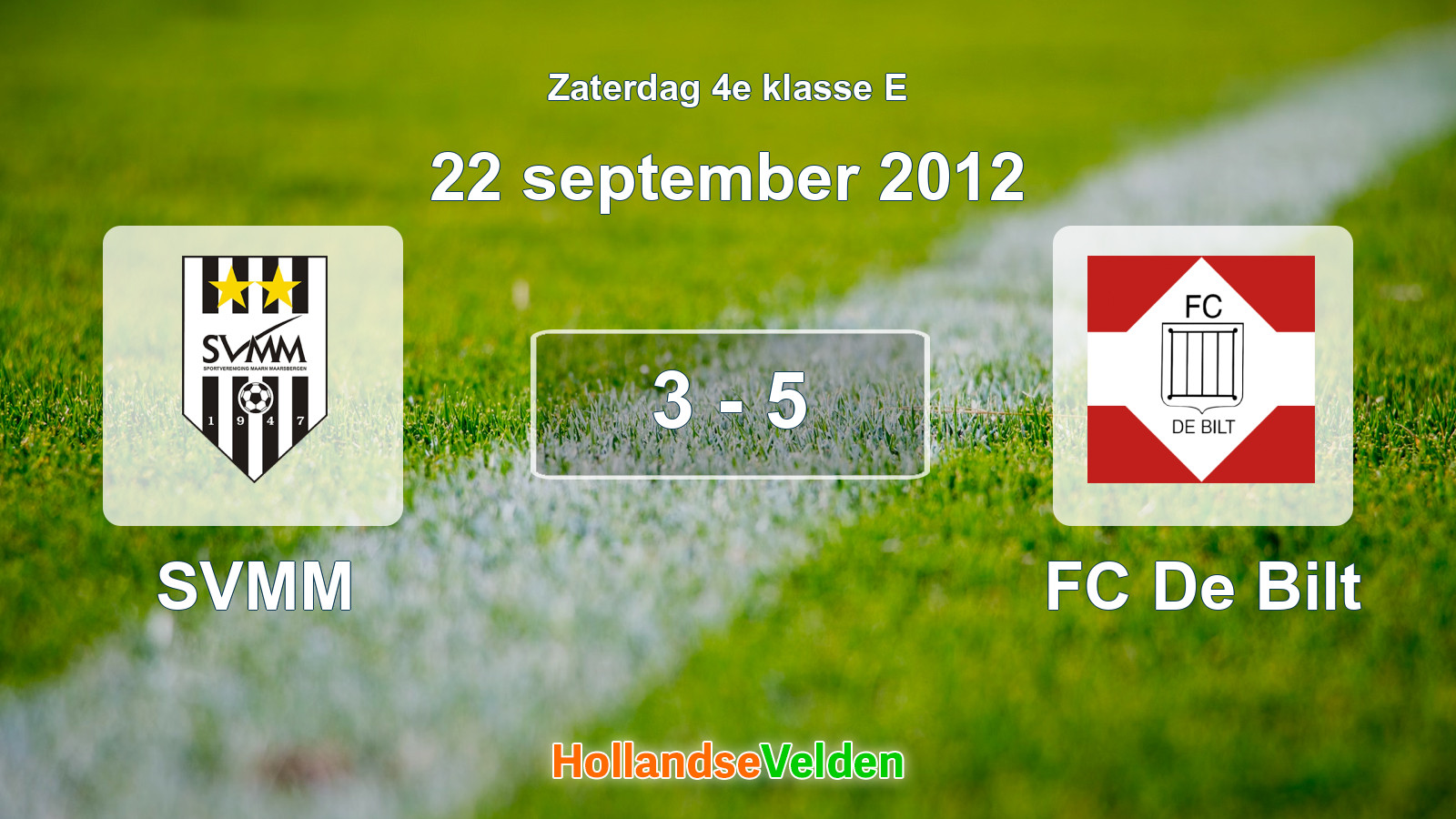Gespeelde wedstrijd: SVMM - FC De Bilt 3 - 5 (22 september 2012)