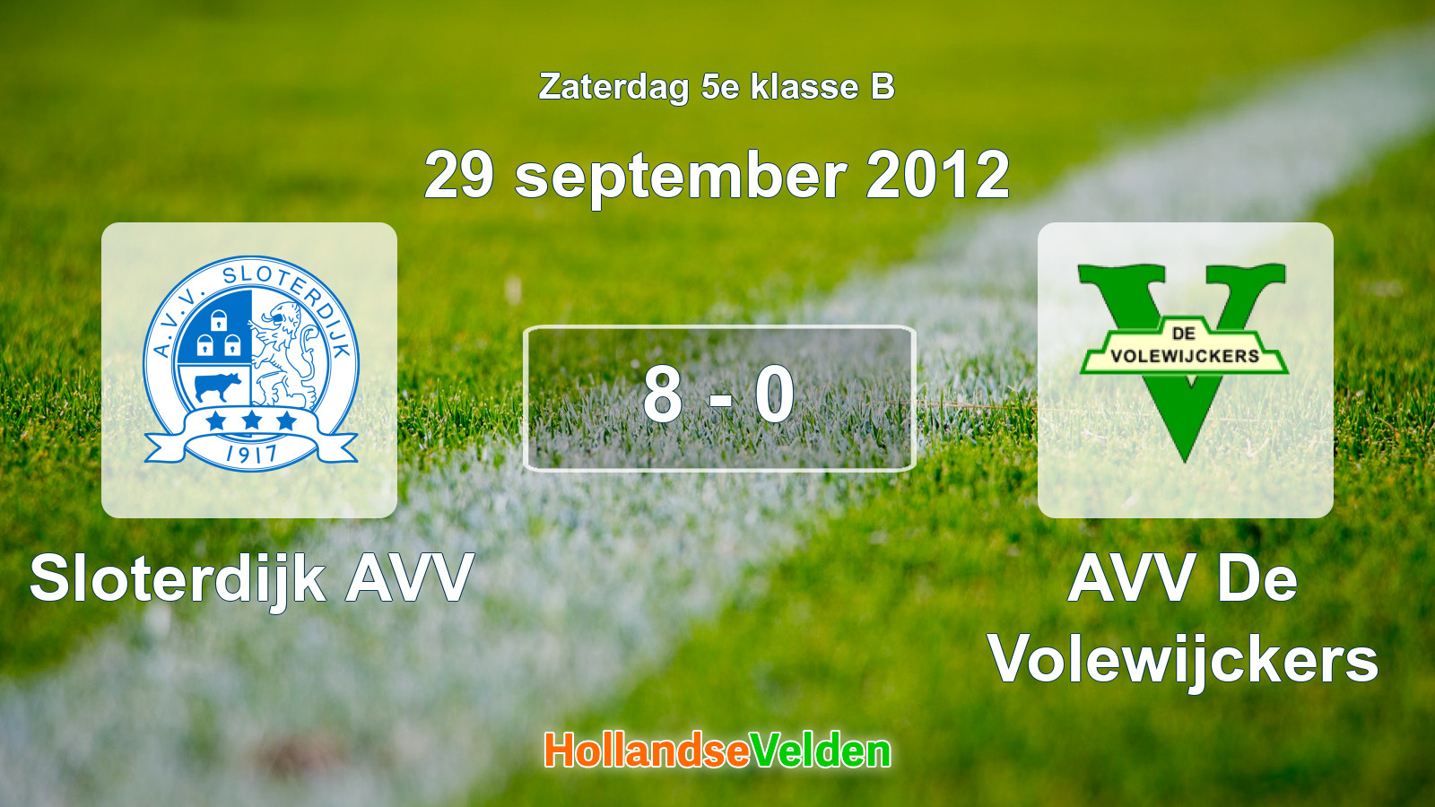 Gespeelde wedstrijd: Sloterdijk AVV - AVV De Volewijckers 8 - 0 (29 september 2012)