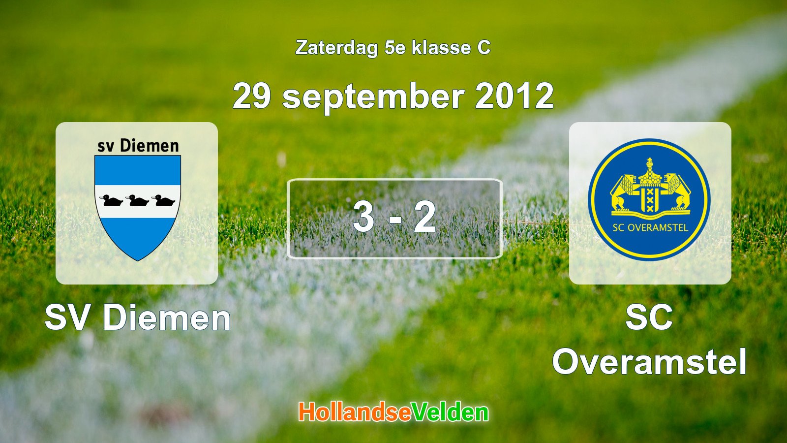 Gespeelde wedstrijd: SV Diemen - SC Overamstel 3 - 2 (29 september 2012)