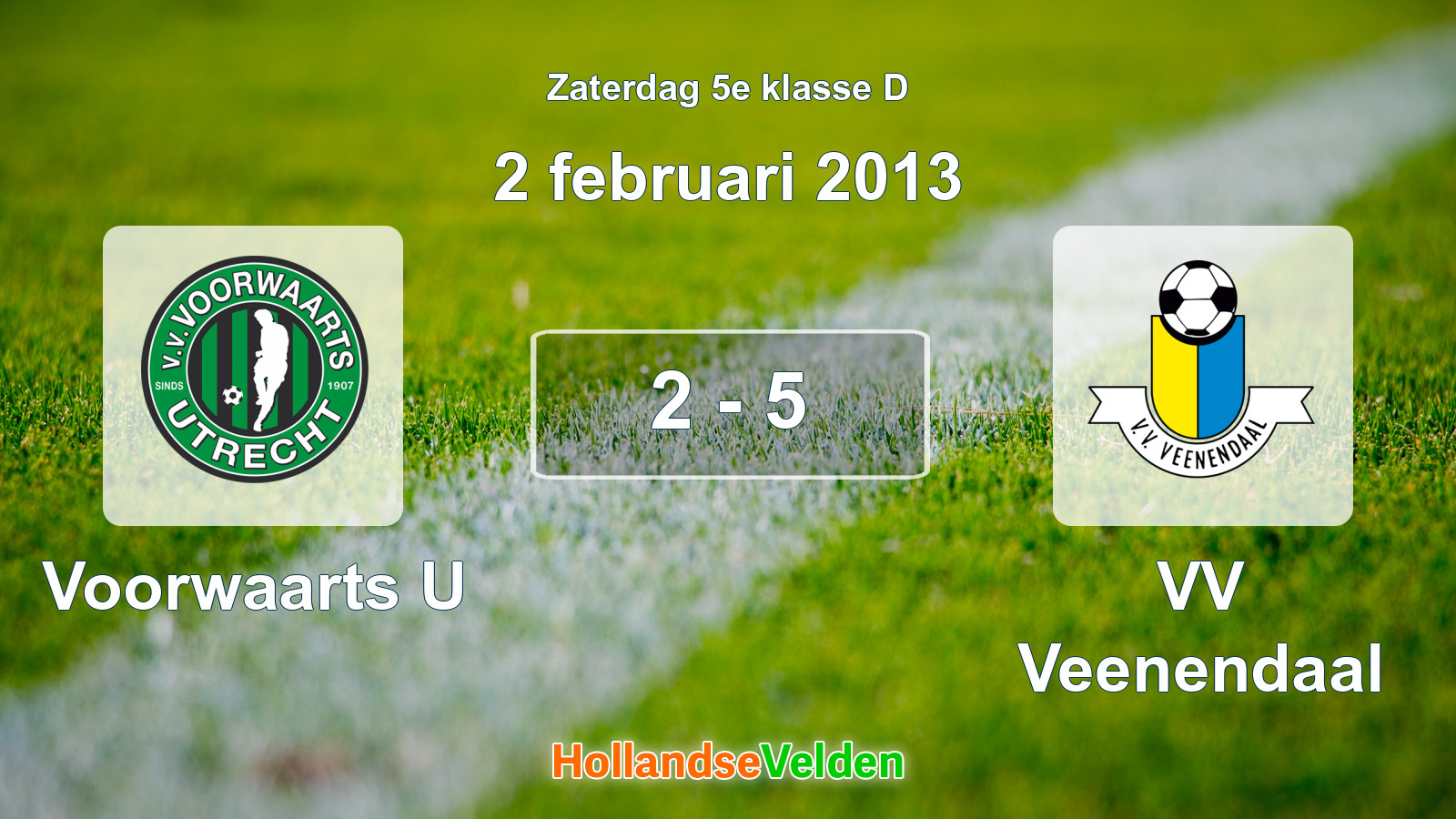 Gespeelde wedstrijd: Voorwaarts U - VV Veenendaal 2 - 5 (2 februari 2013)