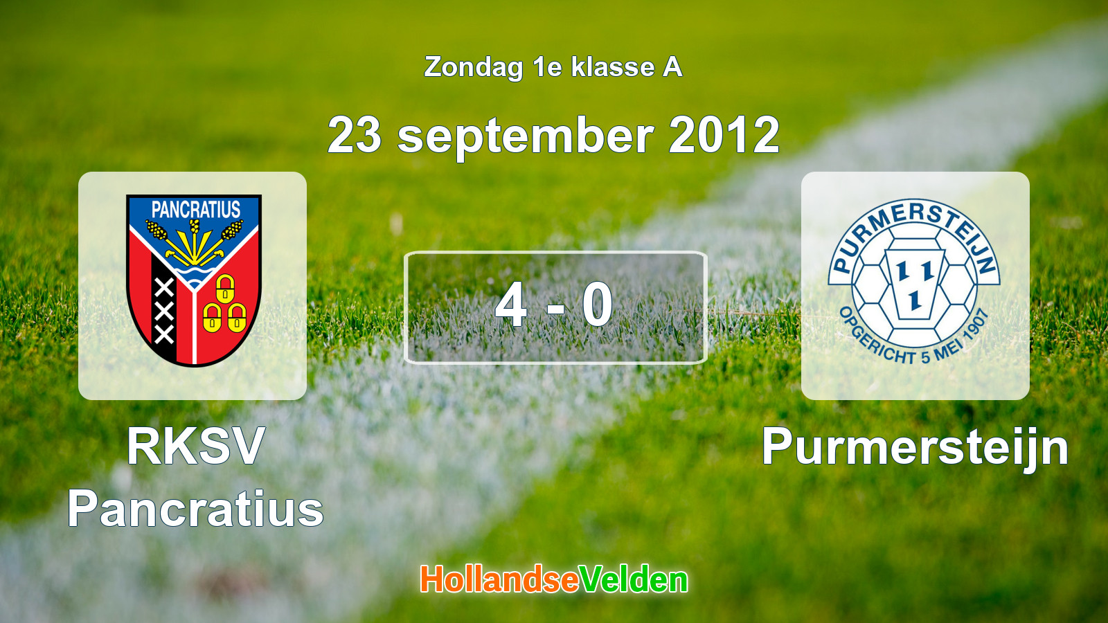 Gespeelde wedstrijd: RKSV Pancratius - Purmersteijn 4 - 0 (23 september 2012)