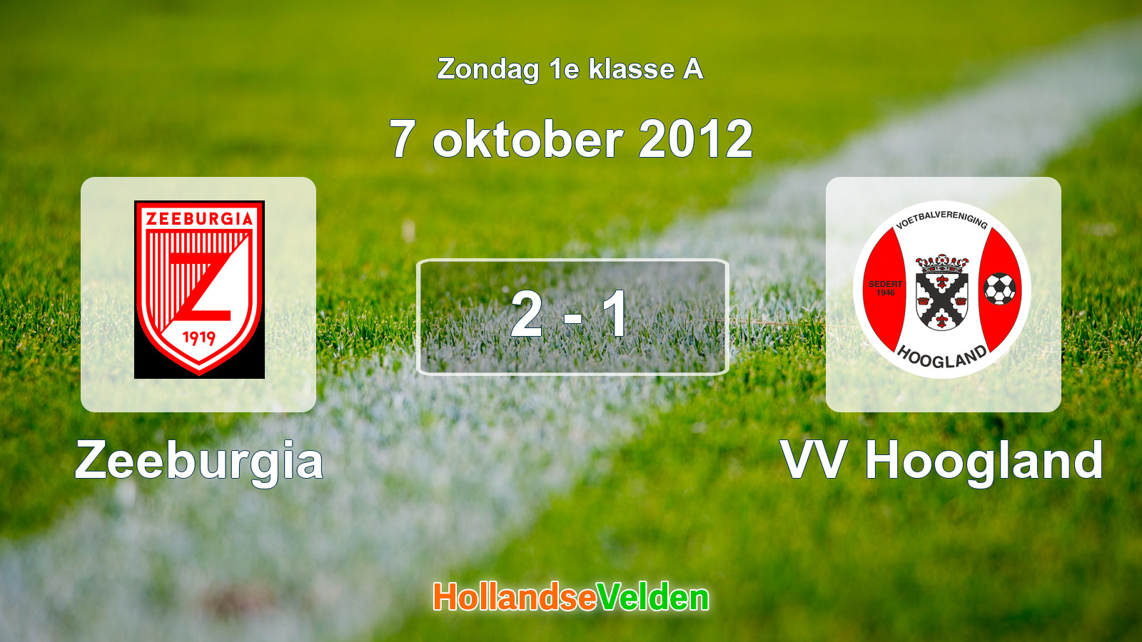 Gespeelde wedstrijd: Zeeburgia - VV Hoogland 2 - 1 (7 oktober 2012)