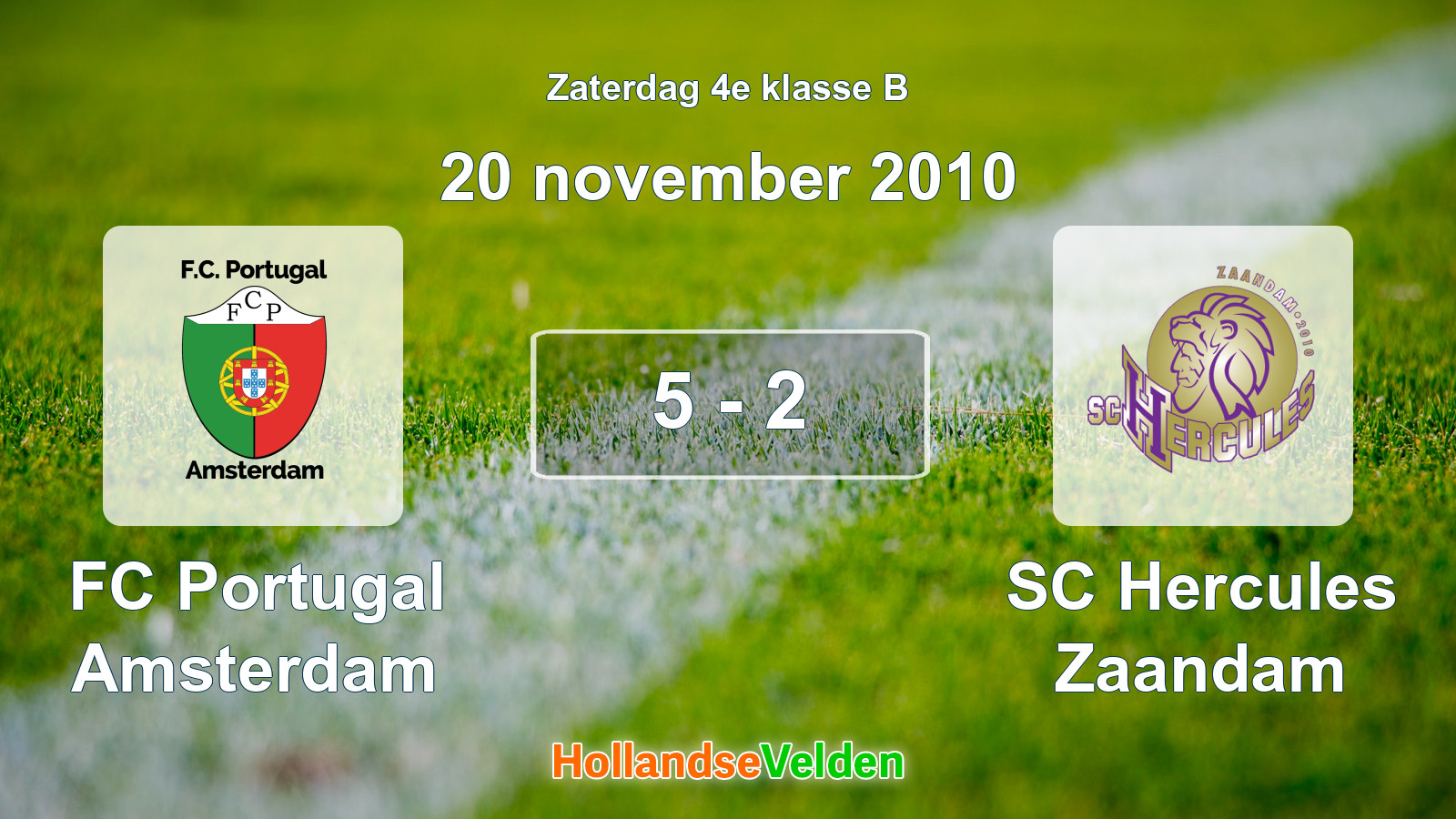 Gespeelde wedstrijd: FC Portugal Amsterdam - SC Hercules Zaandam 5 - 2 (20 november 2010)