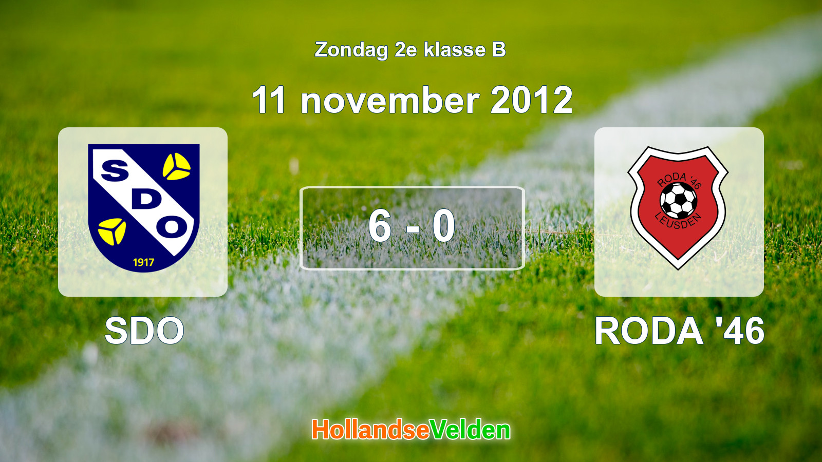 Gespeelde wedstrijd: SDO - RODA '46 6 - 0 (11 november 2012)