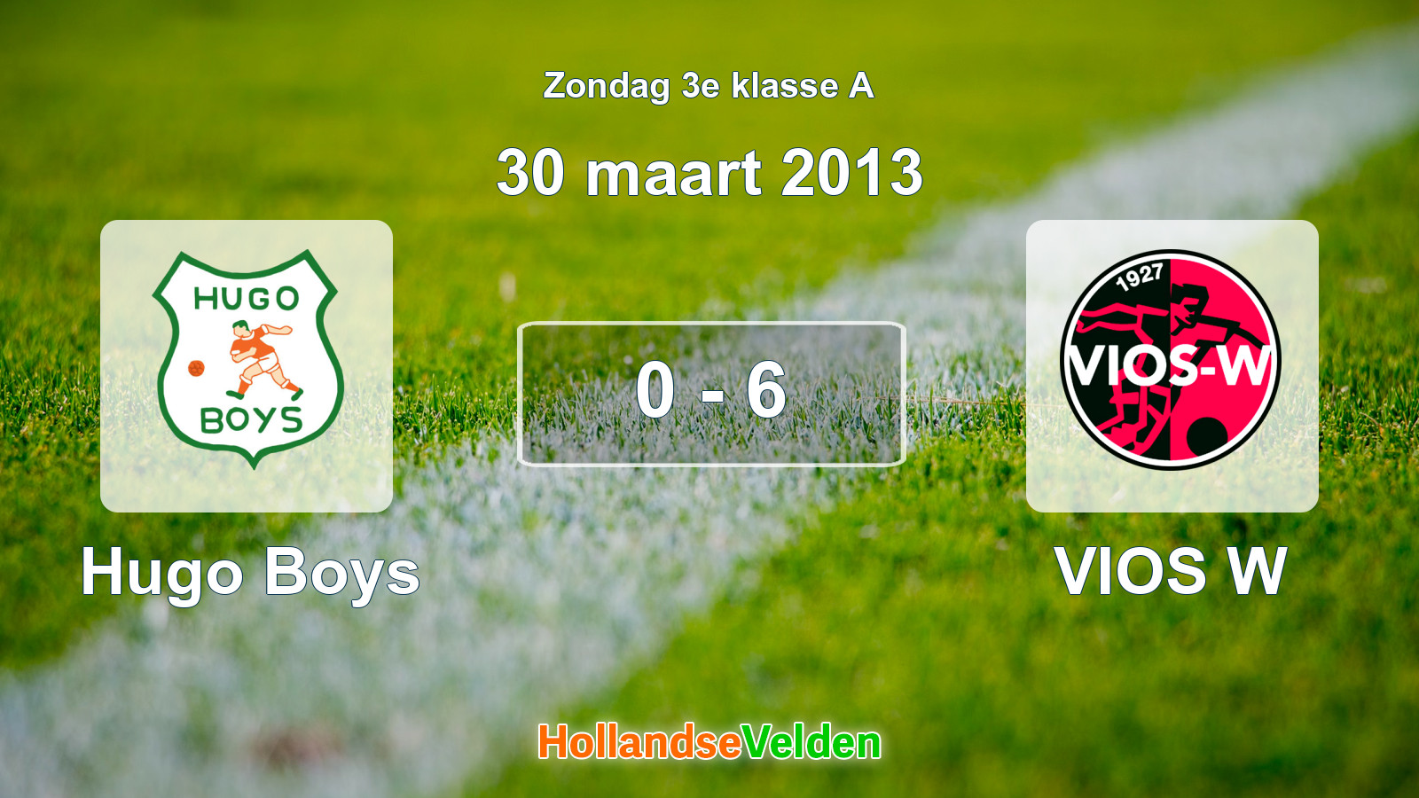 Gespeelde wedstrijd: Hugo Boys - VIOS W 0 - 6 (30 maart 2013)