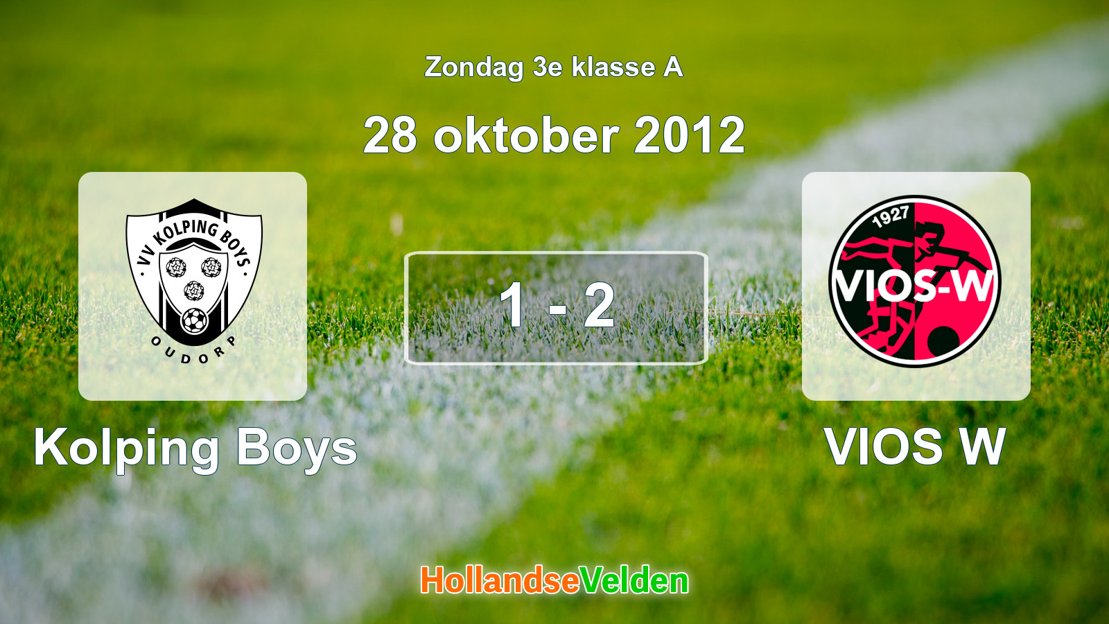 Gespeelde wedstrijd: Kolping Boys - VIOS W 1 - 2 (28 oktober 2012)