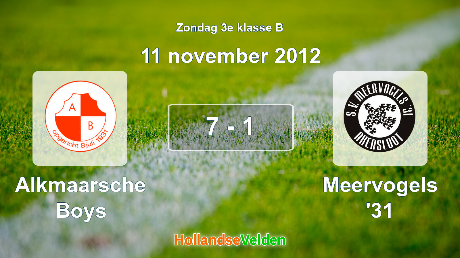 Gespeelde wedstrijd: Alkmaarsche Boys - Meervogels '31 7 - 1 (11 november 2012)