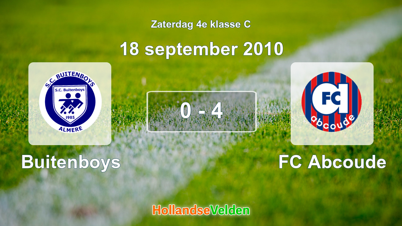 Gespeelde wedstrijd: Buitenboys - FC Abcoude 0 - 4 (18 september 2010)