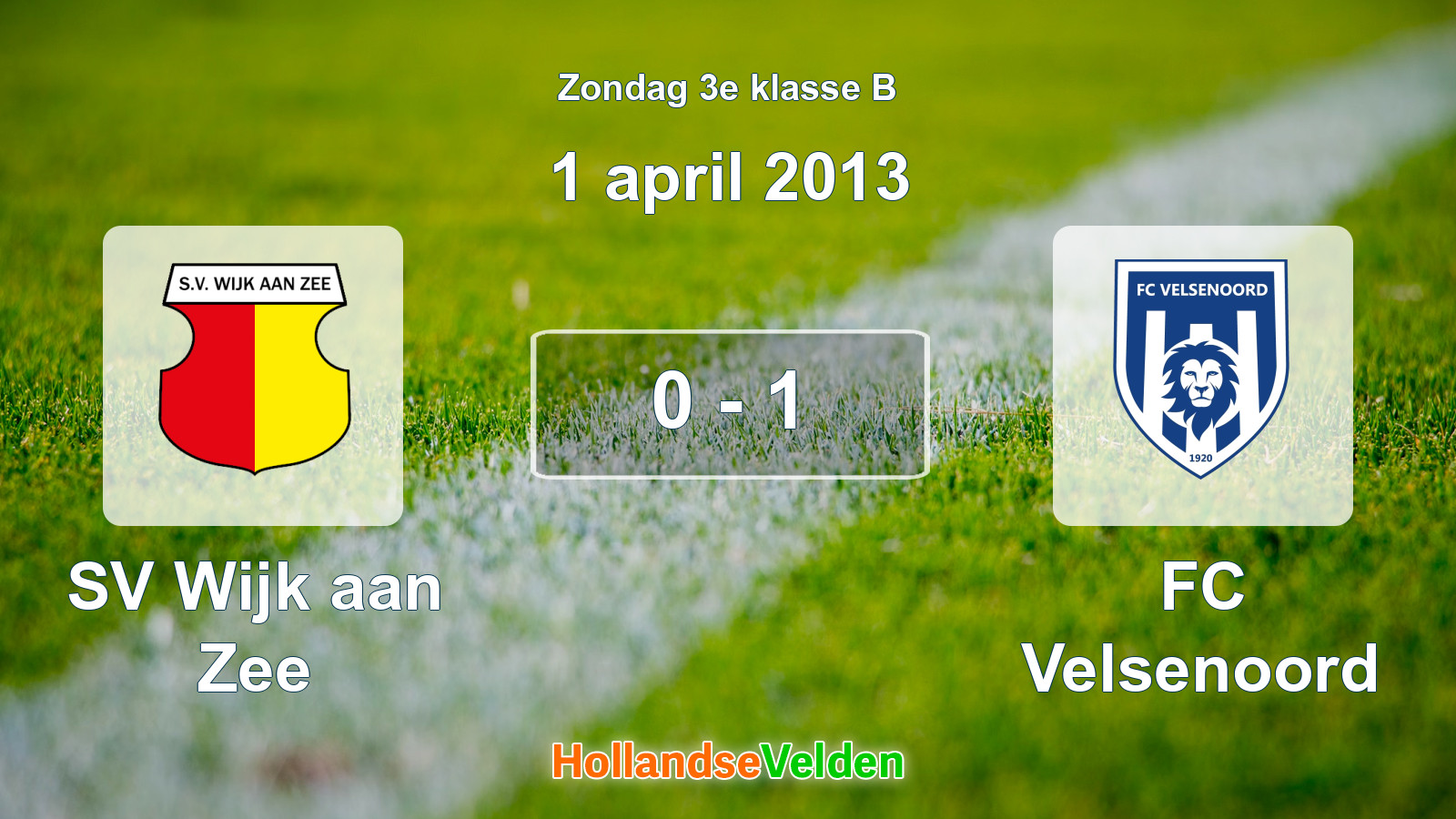 Gespeelde wedstrijd: SV Wijk aan Zee - FC Velsenoord 0 - 1 (1 april 2013)