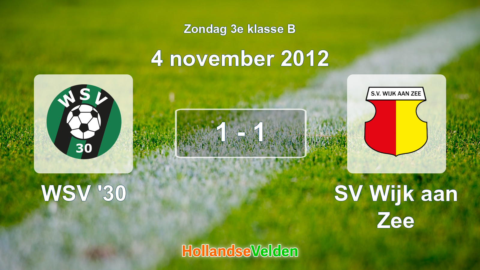 Gespeelde wedstrijd: WSV '30 - SV Wijk aan Zee 1 - 1 (4 november 2012)