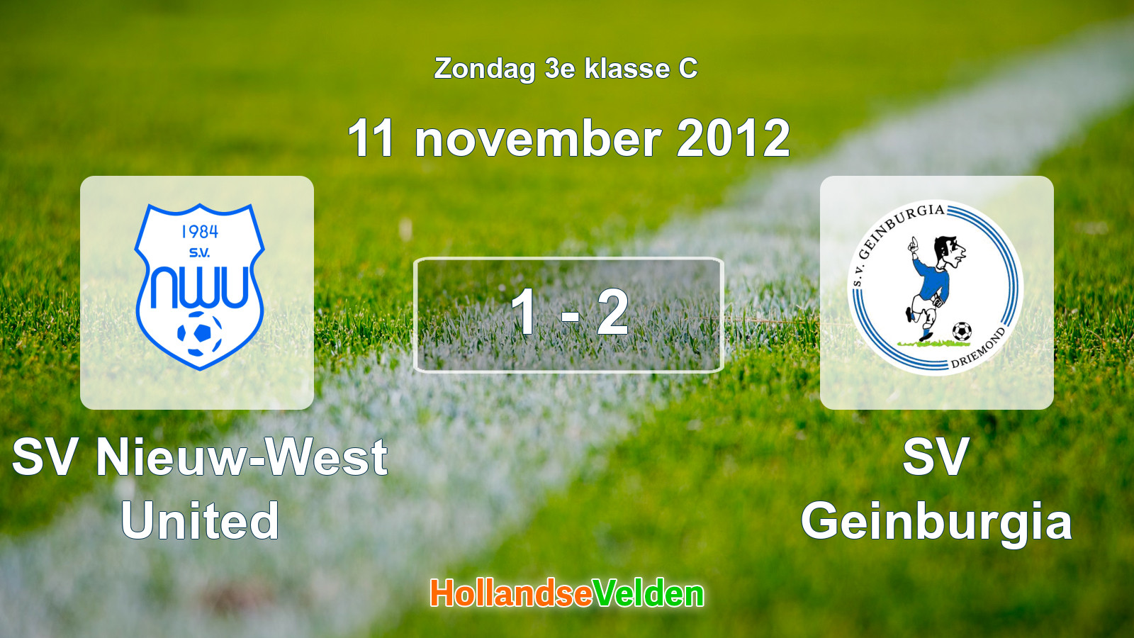 Gespeelde wedstrijd: SV Nieuw-West United - SV Geinburgia 1 - 2 (11 november 2012)