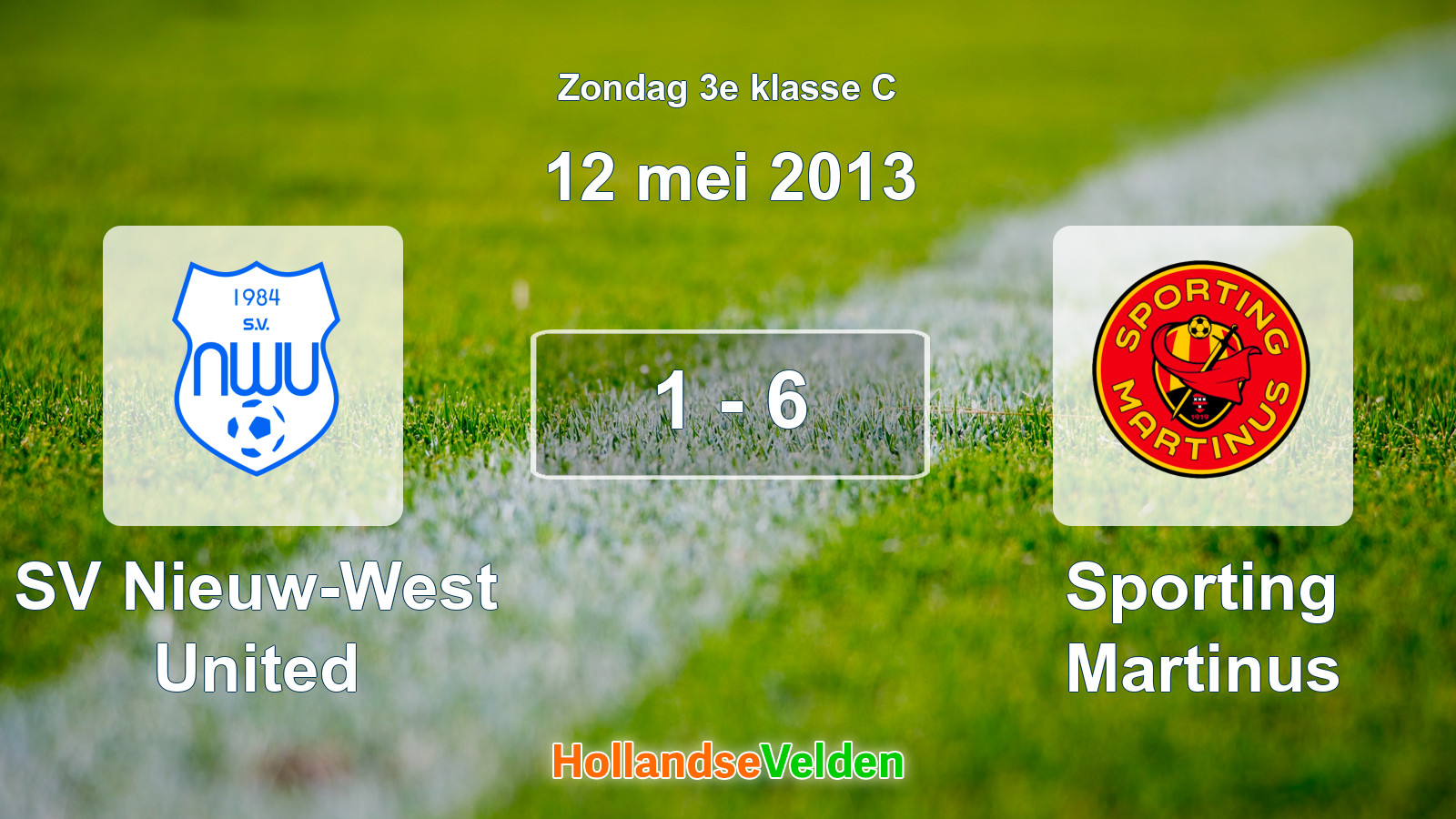Gespeelde wedstrijd: SV Nieuw-West United - Sporting Martinus 1 - 6 (12 mei 2013)
