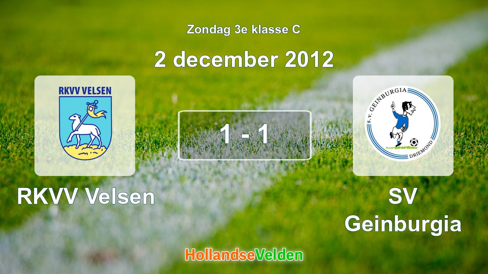 Gespeelde wedstrijd: RKVV Velsen - SV Geinburgia 1 - 1 (2 december 2012)