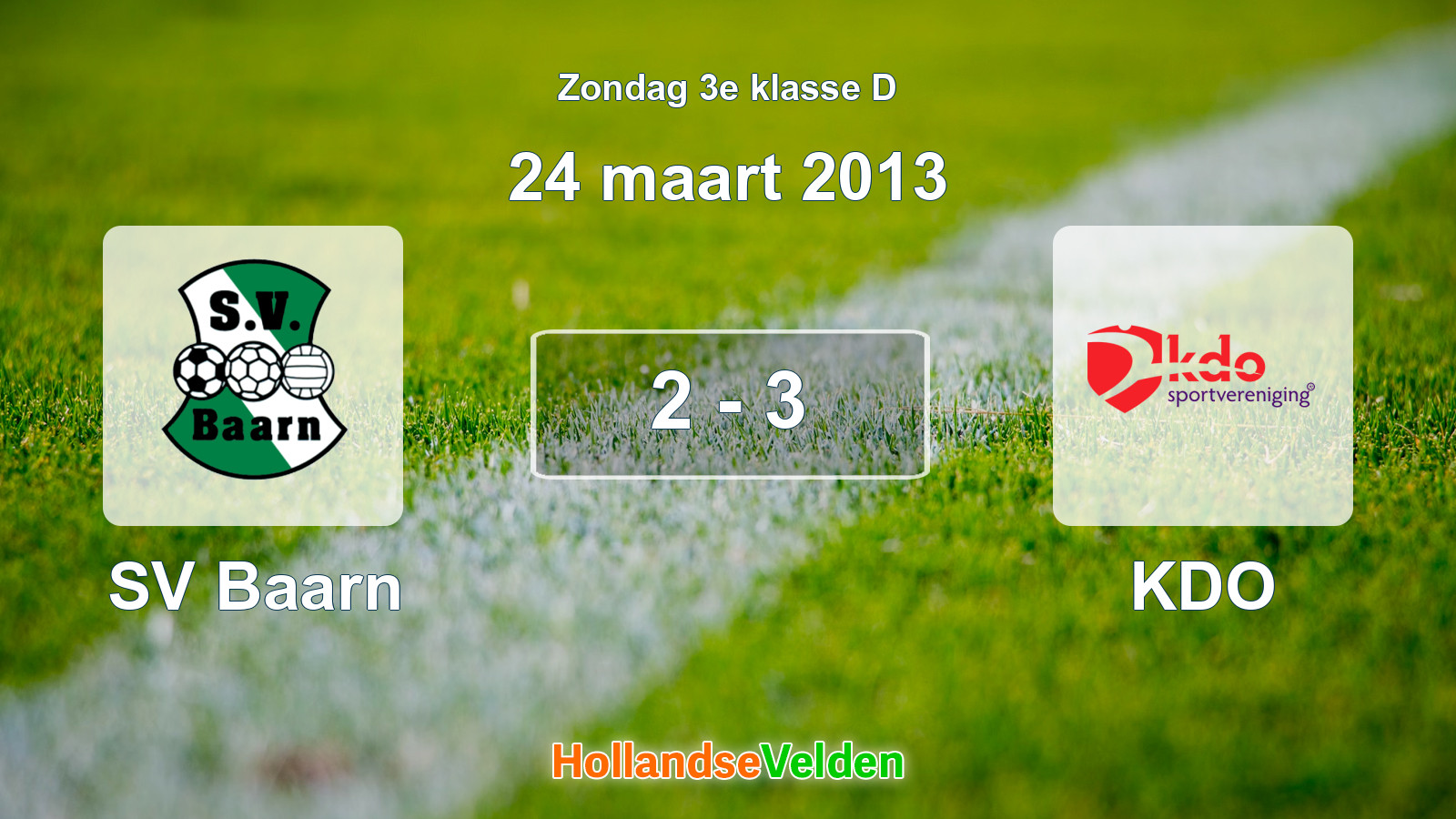 Gespeelde wedstrijd: SV Baarn - KDO 2 - 3 (24 maart 2013)