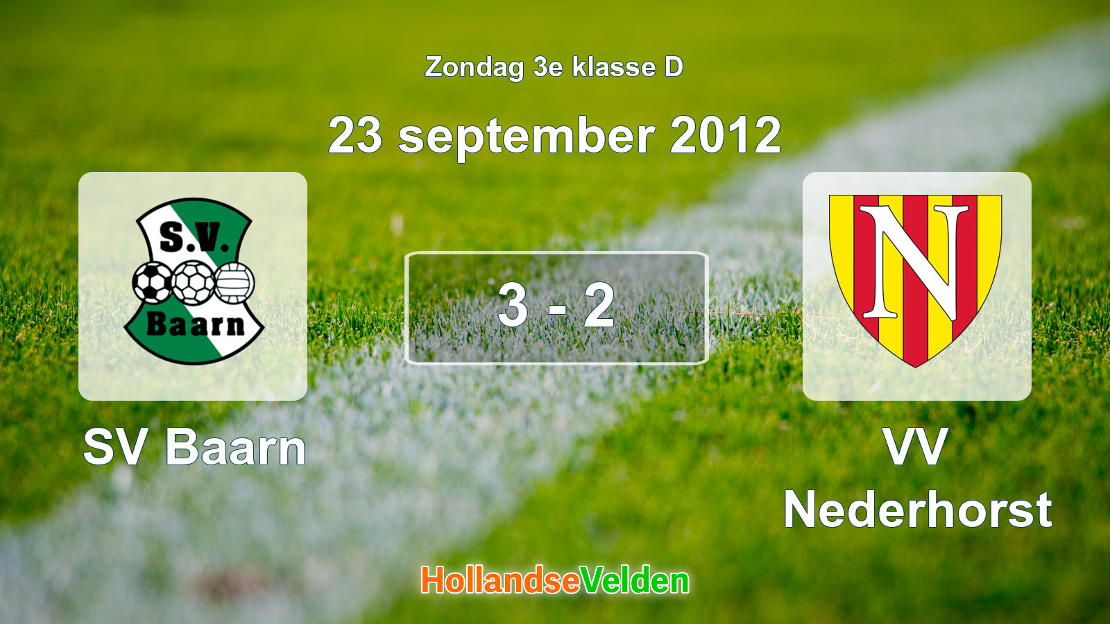 Gespeelde wedstrijd: SV Baarn - VV Nederhorst 3 - 2 (23 september 2012)