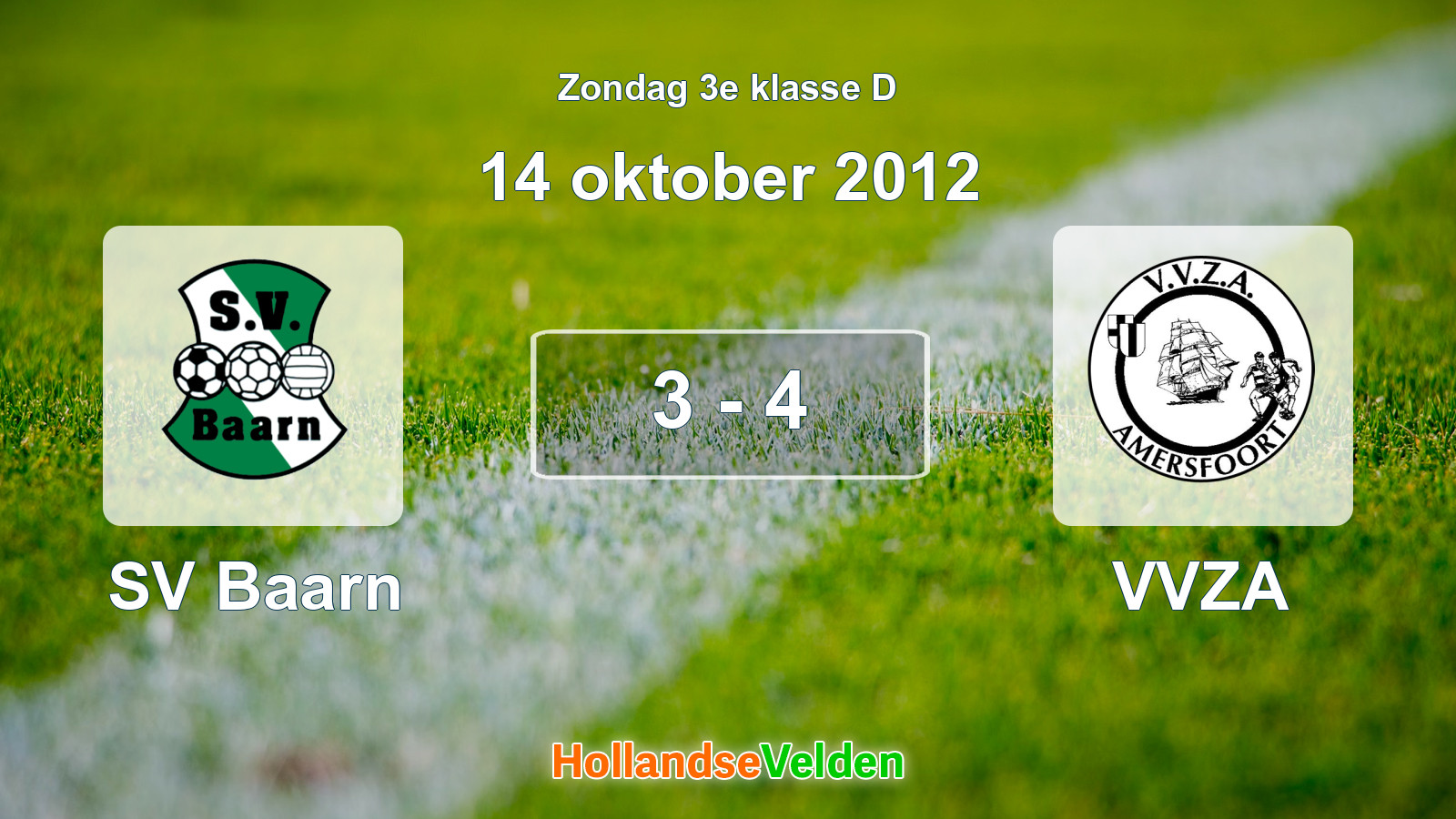 Gespeelde wedstrijd: SV Baarn - VVZA 3 - 4 (14 oktober 2012)
