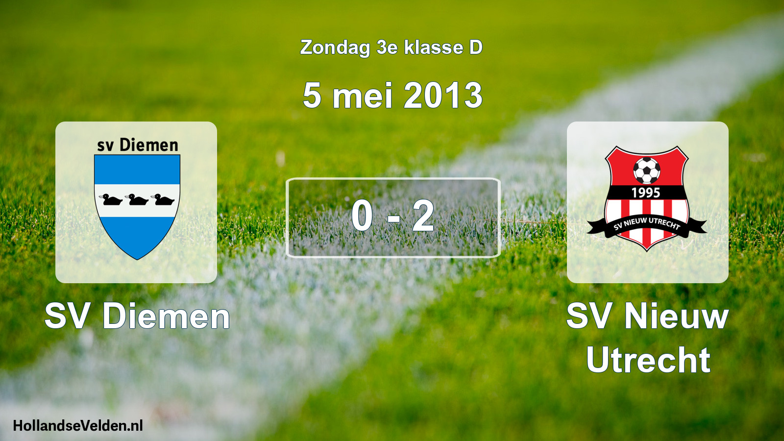 Gespeelde wedstrijd: SV Diemen - SV Nieuw Utrecht 0 - 2 (5 mei 2013)