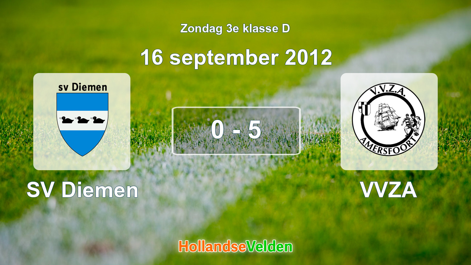 Gespeelde wedstrijd: SV Diemen - VVZA 0 - 5 (16 september 2012)