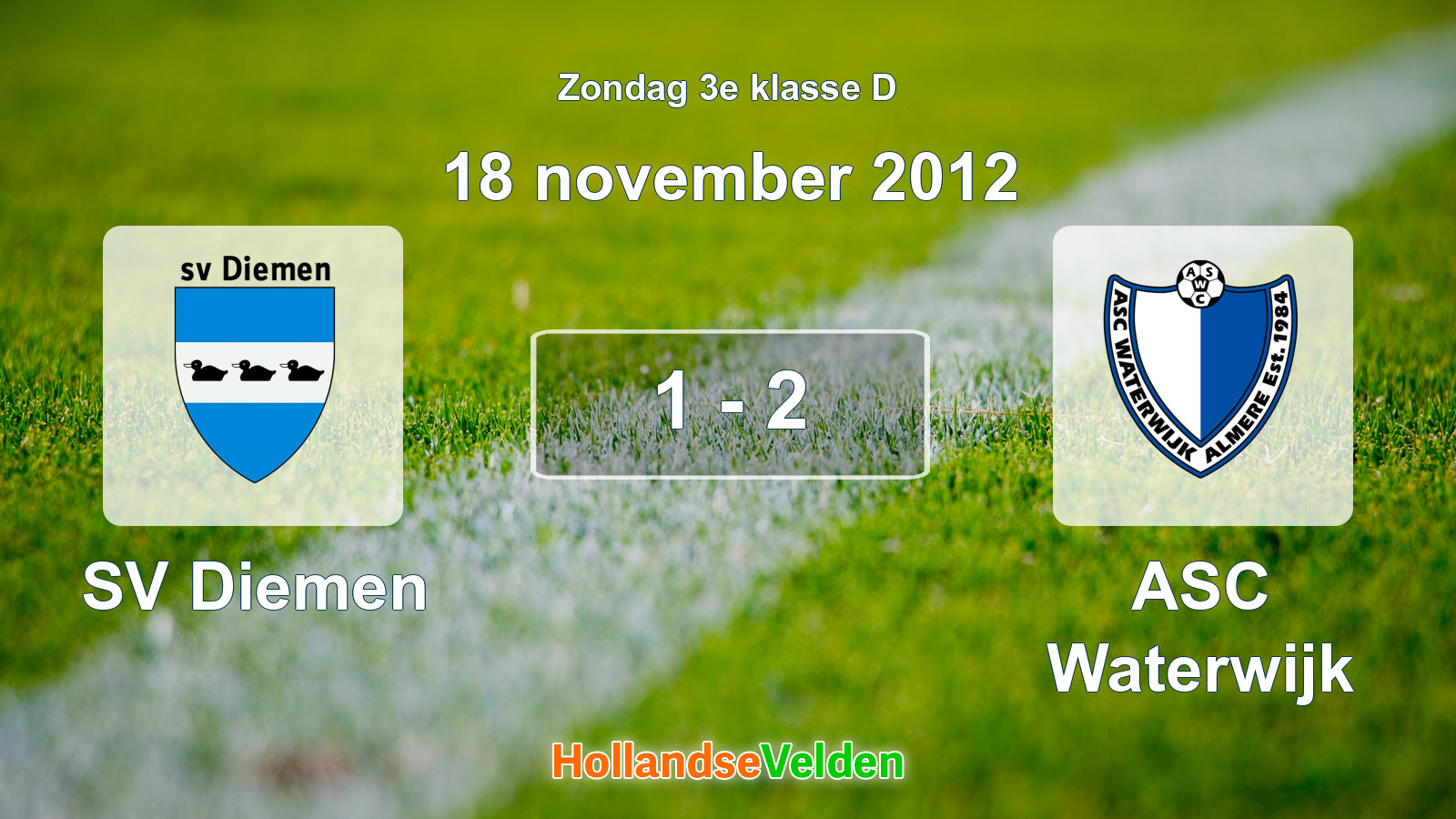 Gespeelde wedstrijd: SV Diemen - ASC Waterwijk 1 - 2 (18 november 2012)