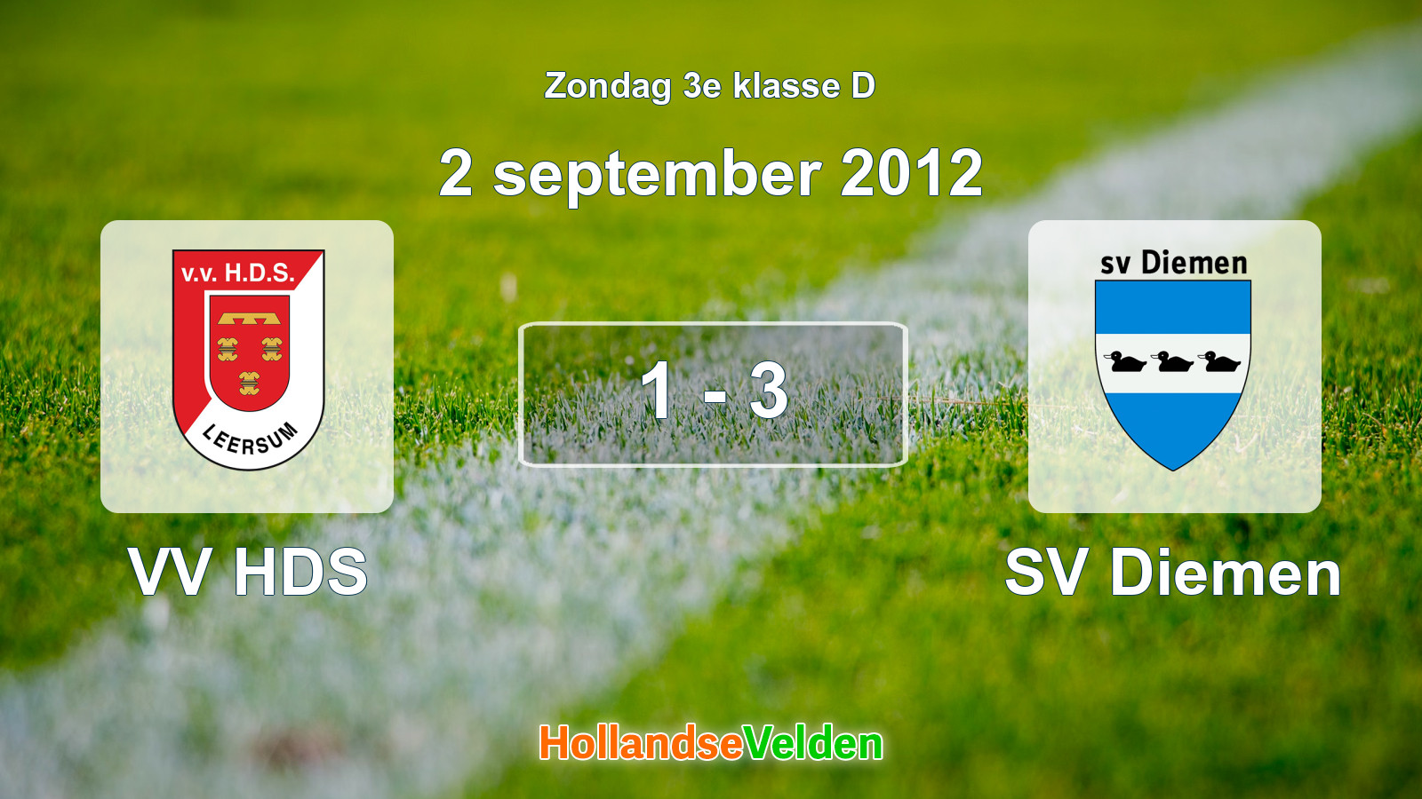 Gespeelde wedstrijd: VV HDS - SV Diemen 1 - 3 (2 september 2012)