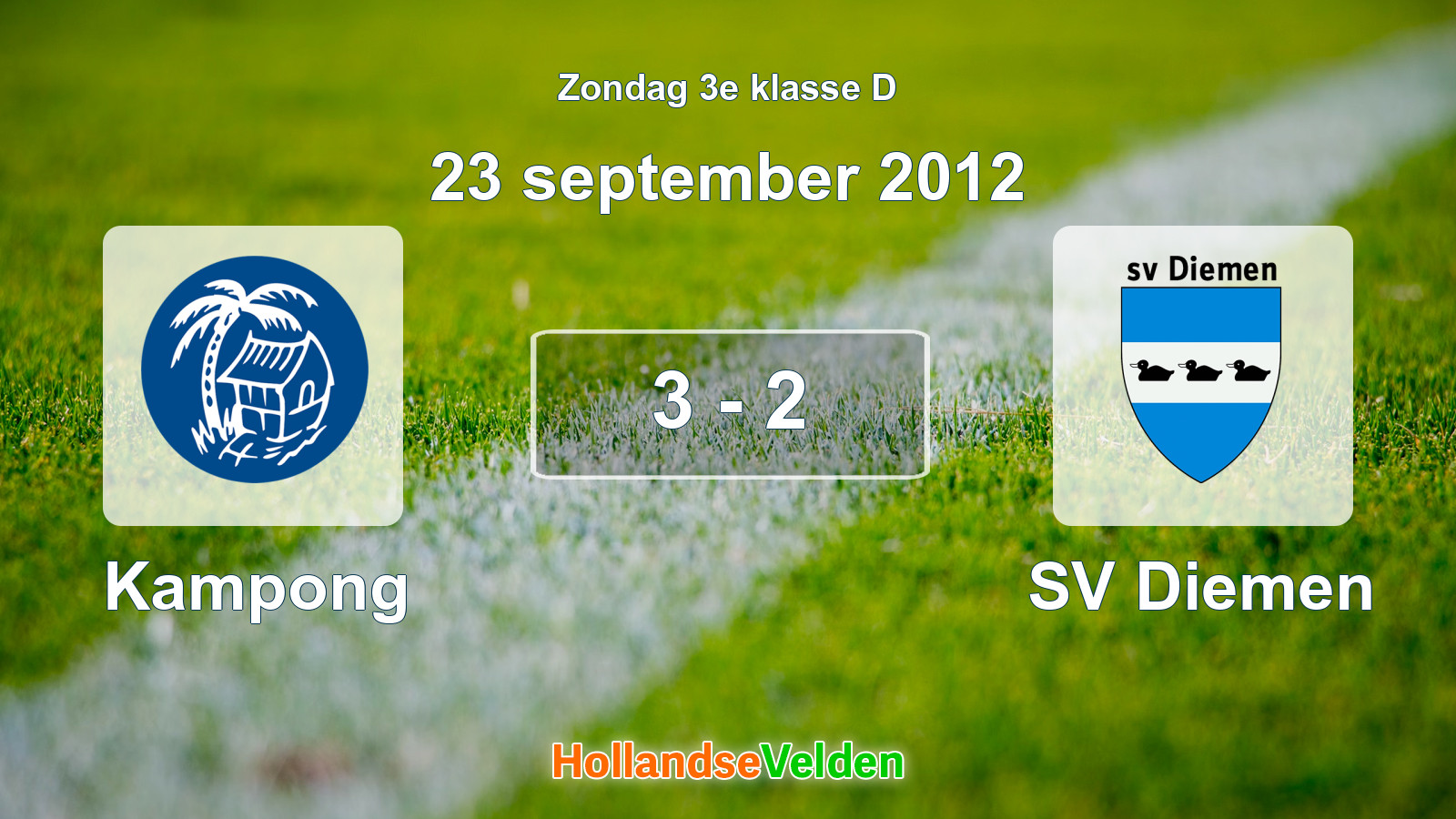 Gespeelde wedstrijd: Kampong - SV Diemen 3 - 2 (23 september 2012)