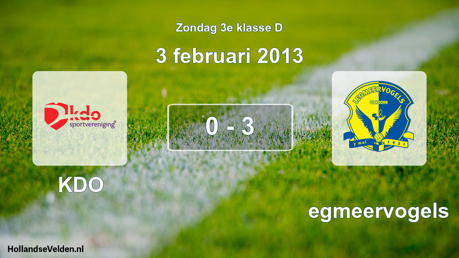 Gespeelde wedstrijd: KDO - Legmeervogels 0 - 3 (3 februari 2013)