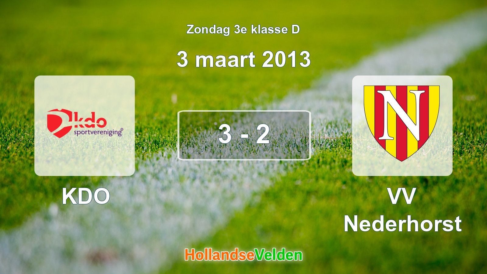 Gespeelde wedstrijd: KDO - VV Nederhorst 3 - 2 (3 maart 2013)