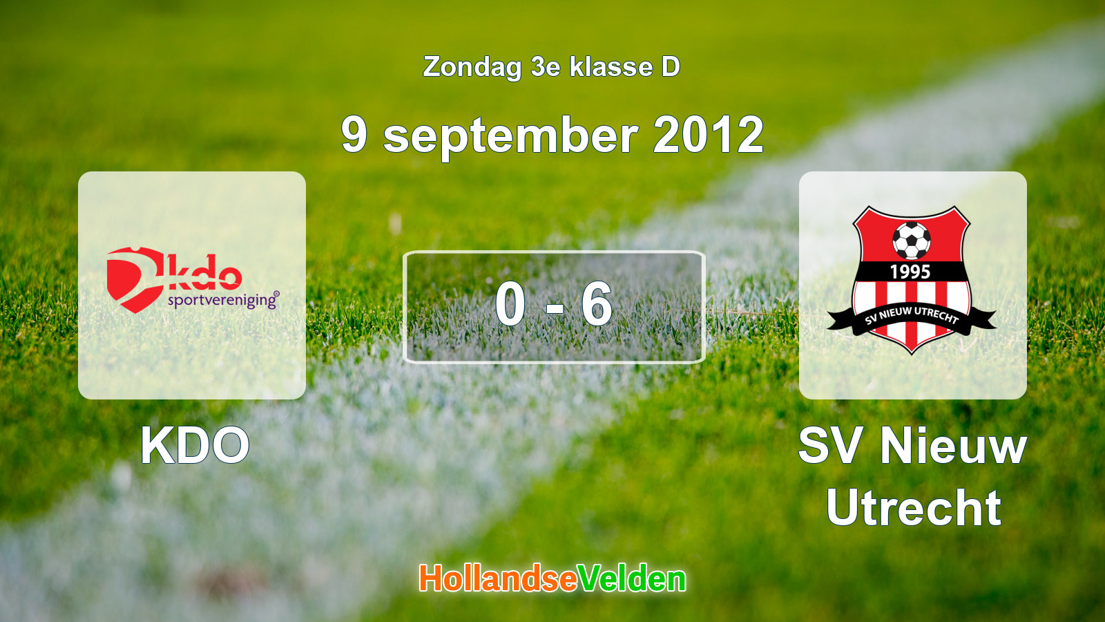Gespeelde wedstrijd: KDO - SV Nieuw Utrecht 0 - 6 (9 september 2012)