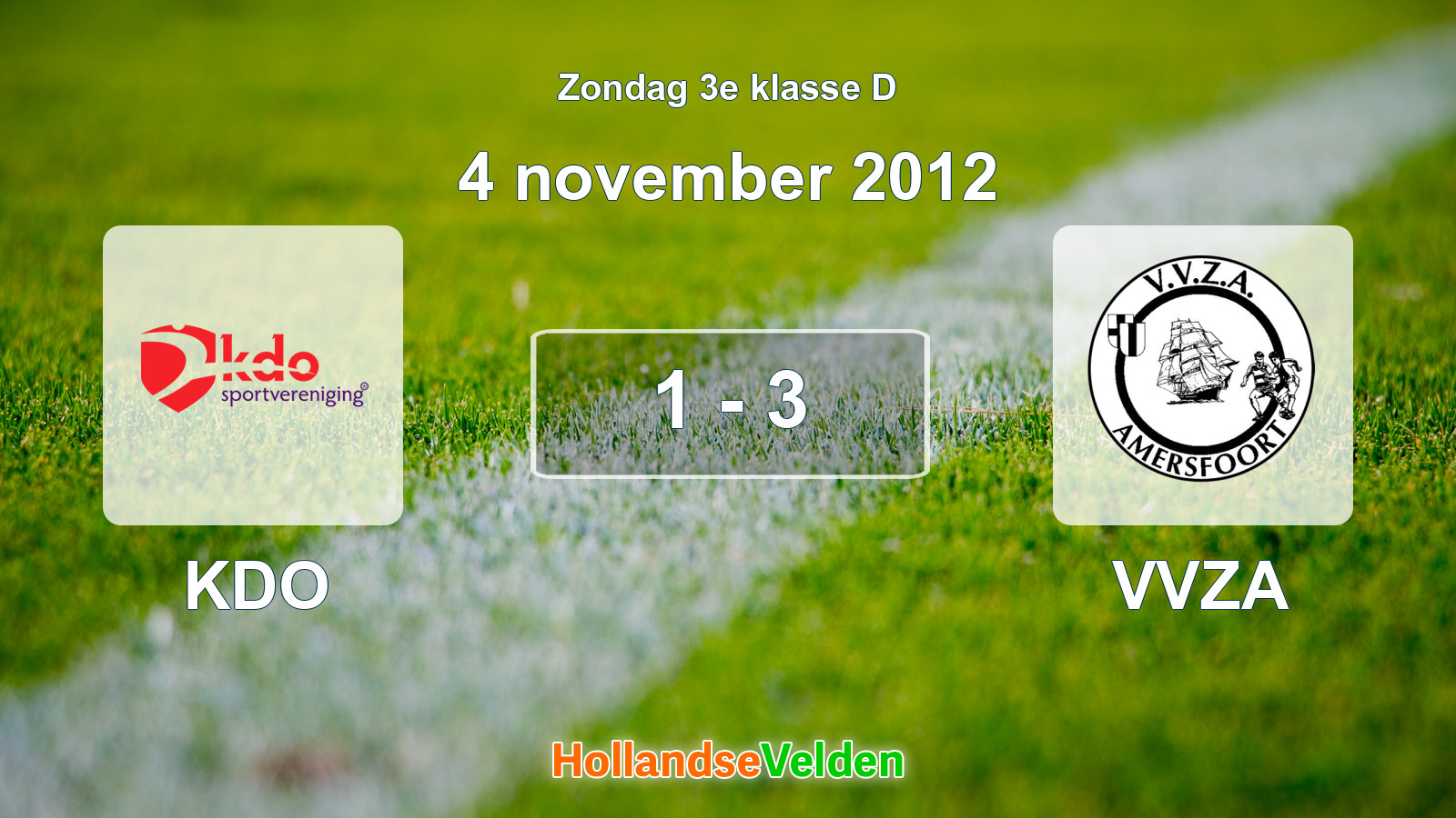 Gespeelde wedstrijd: KDO - VVZA 1 - 3 (4 november 2012)
