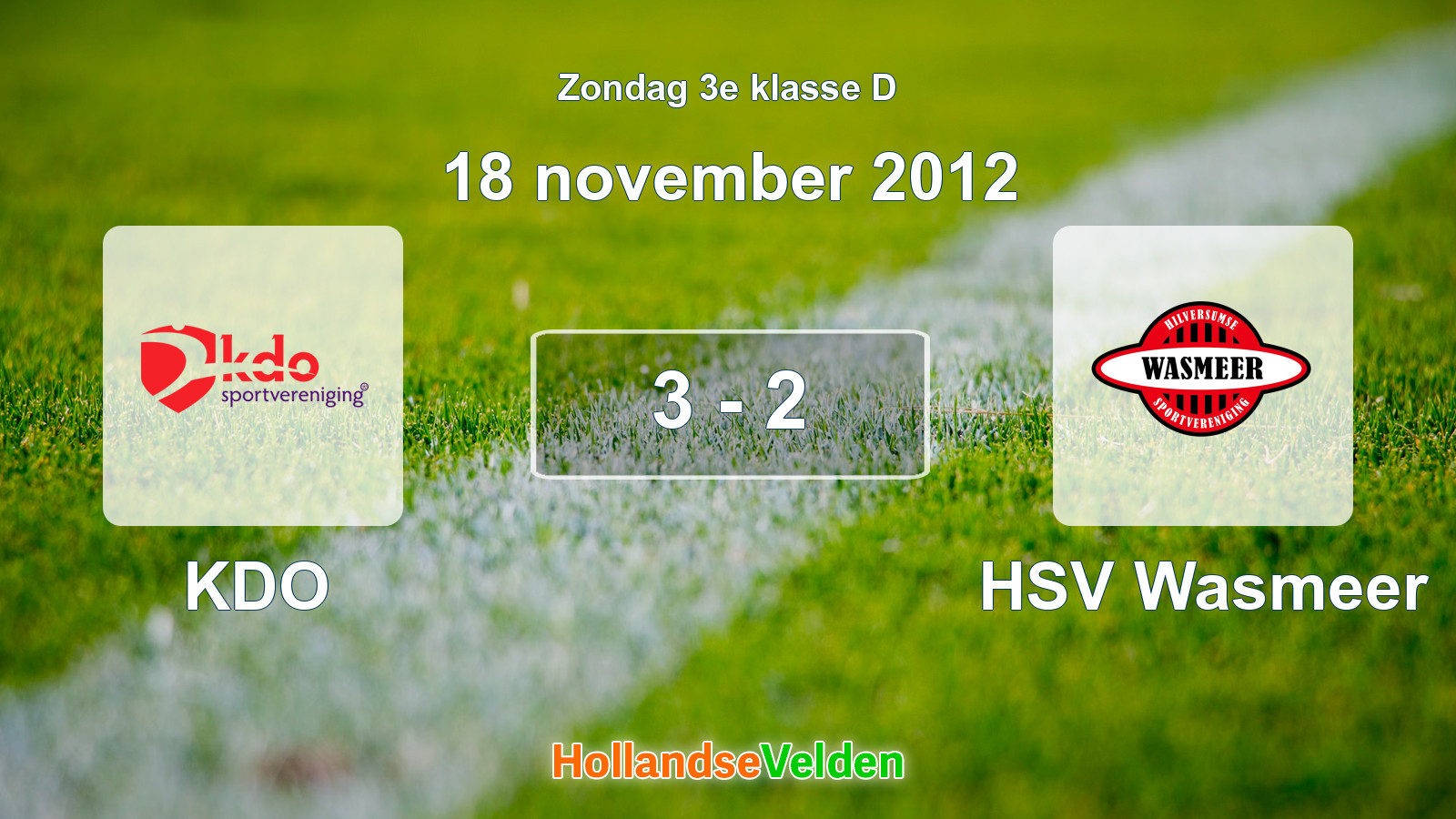 Gespeelde wedstrijd: KDO - HSV Wasmeer 3 - 2 (18 november 2012)