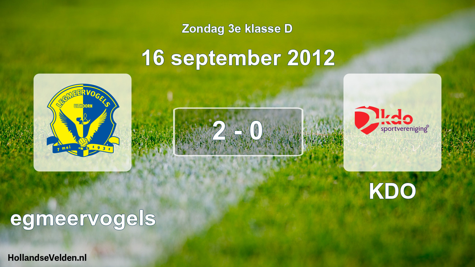 Gespeelde wedstrijd: Legmeervogels - KDO 2 - 0 (16 september 2012)