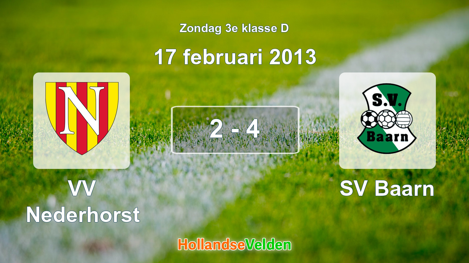 Gespeelde wedstrijd: VV Nederhorst - SV Baarn 2 - 4 (17 februari 2013)