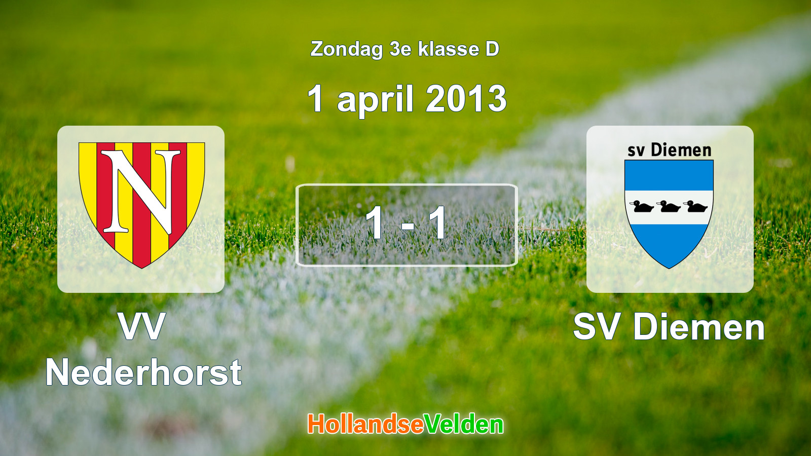 Gespeelde wedstrijd: VV Nederhorst - SV Diemen 1 - 1 (1 april 2013)