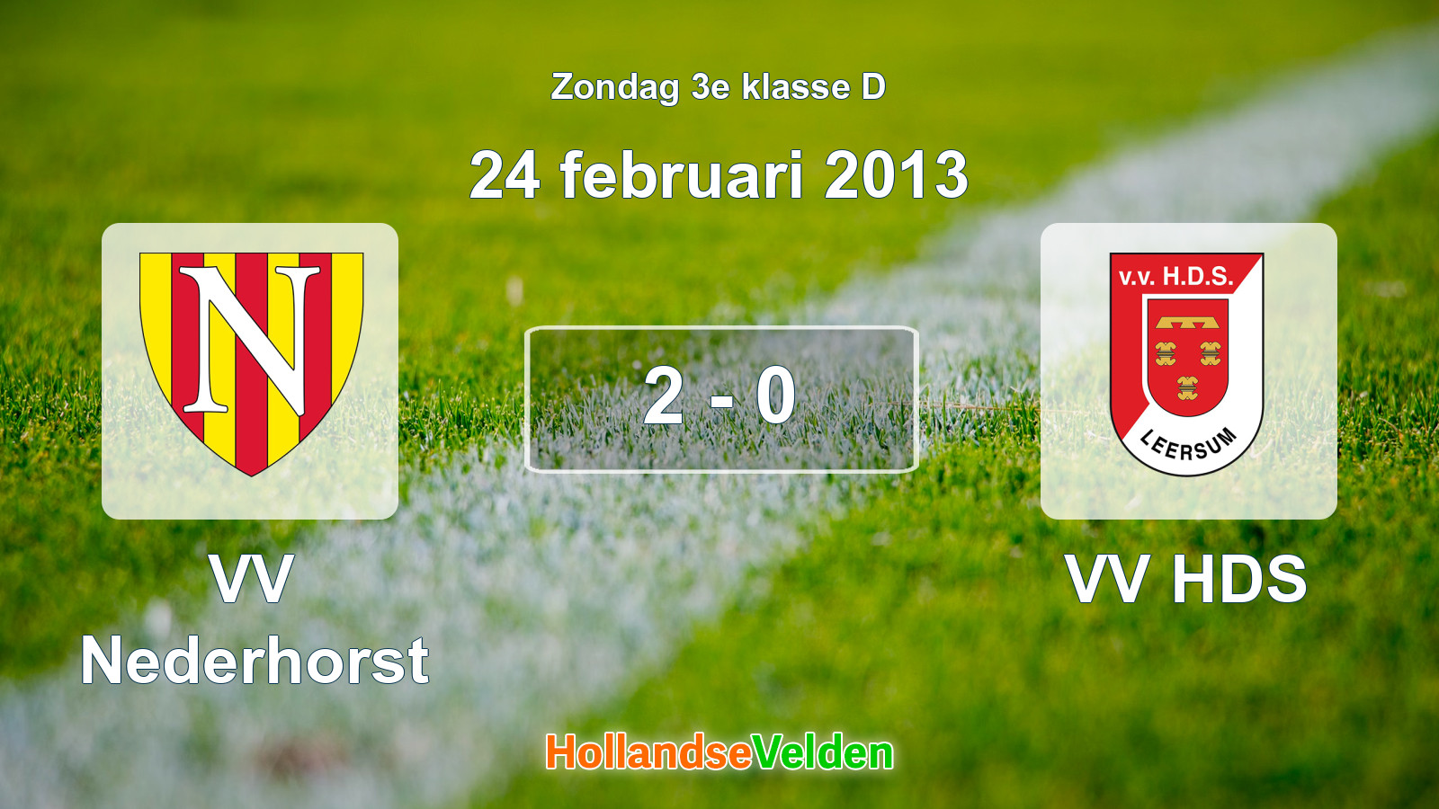 Gespeelde wedstrijd: VV Nederhorst - VV HDS 2 - 0 (24 februari 2013)