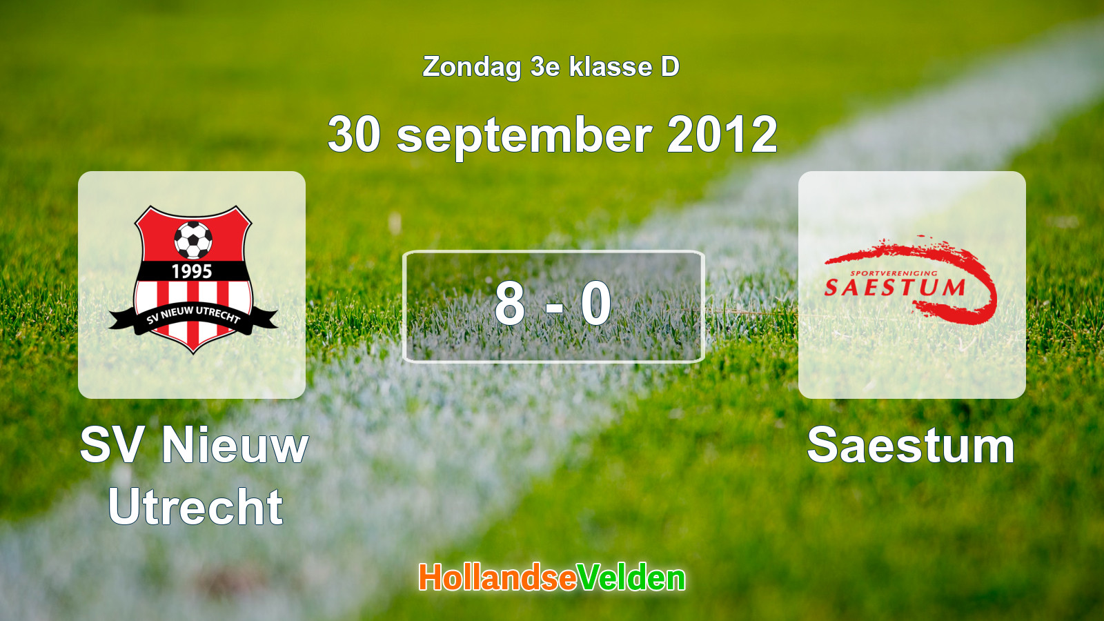 Gespeelde wedstrijd: SV Nieuw Utrecht - Saestum 8 - 0 (30 september 2012)