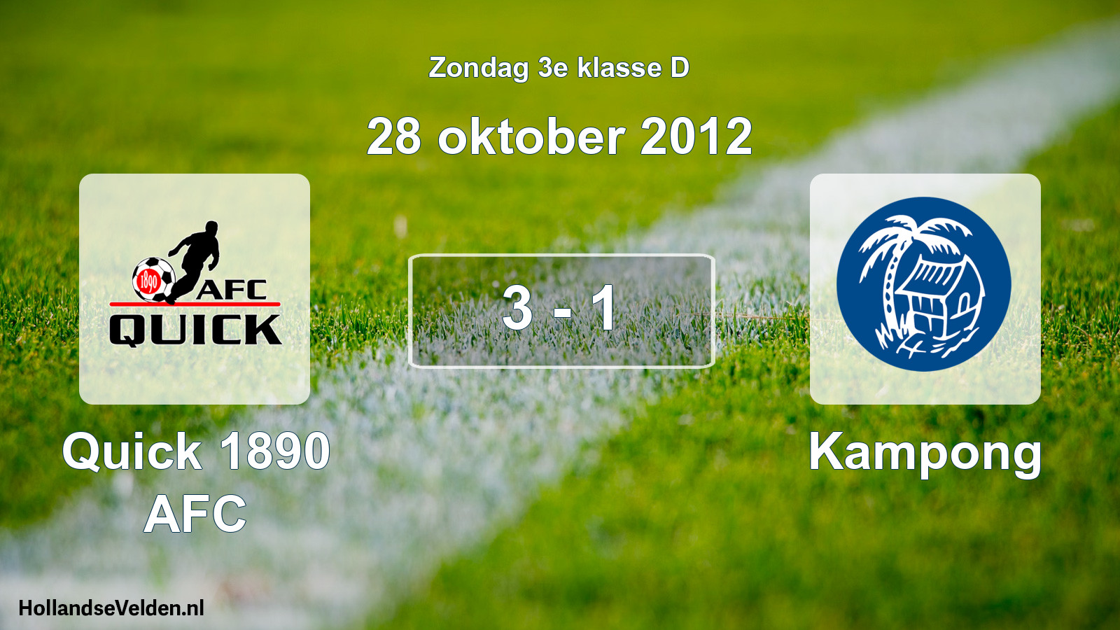 Gespeelde wedstrijd: Quick 1890 AFC - Kampong 3 - 1 (28 oktober 2012)